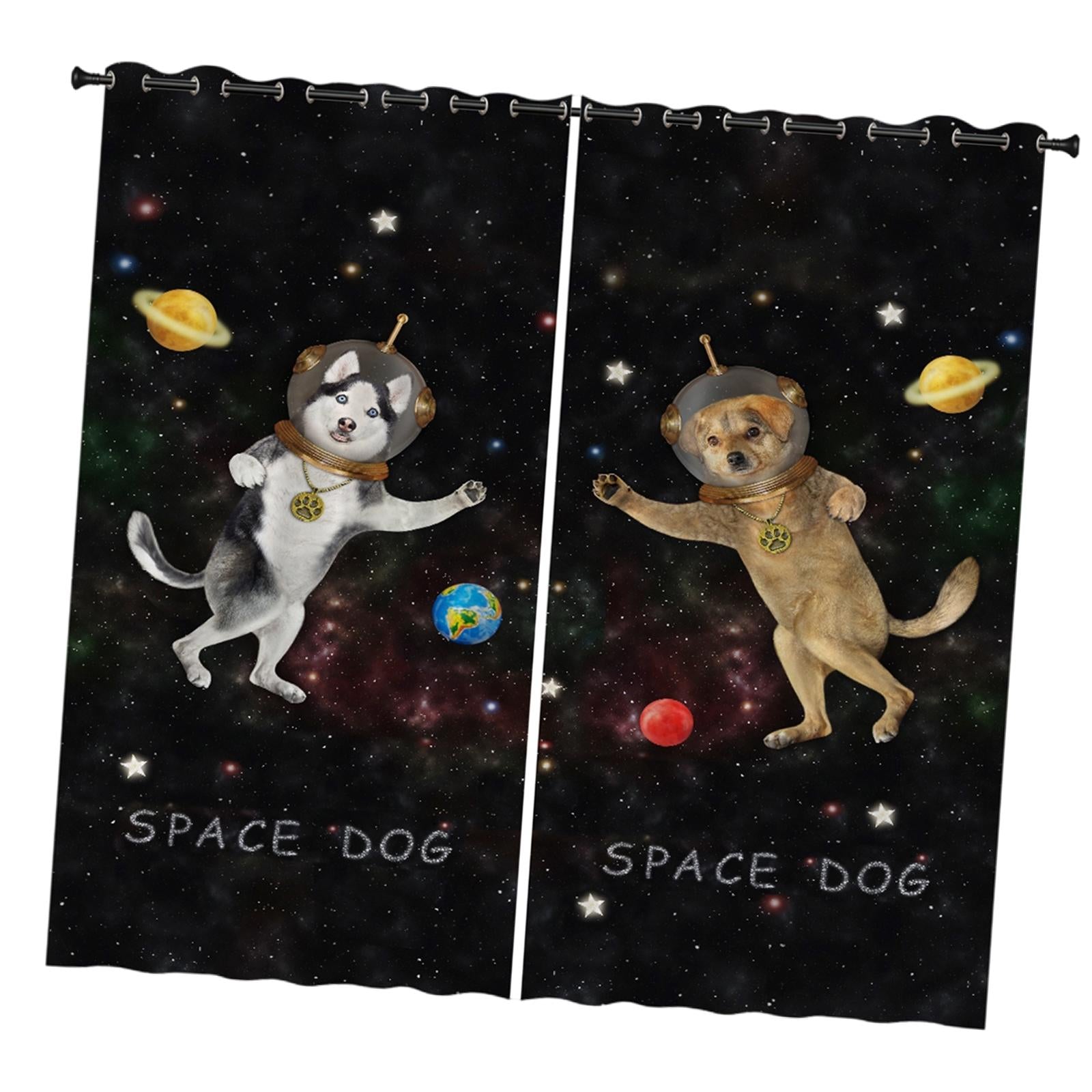 2x Waterproof Bath Curtain for Hotel Bedroom Living Room Space Dog 210x230cm