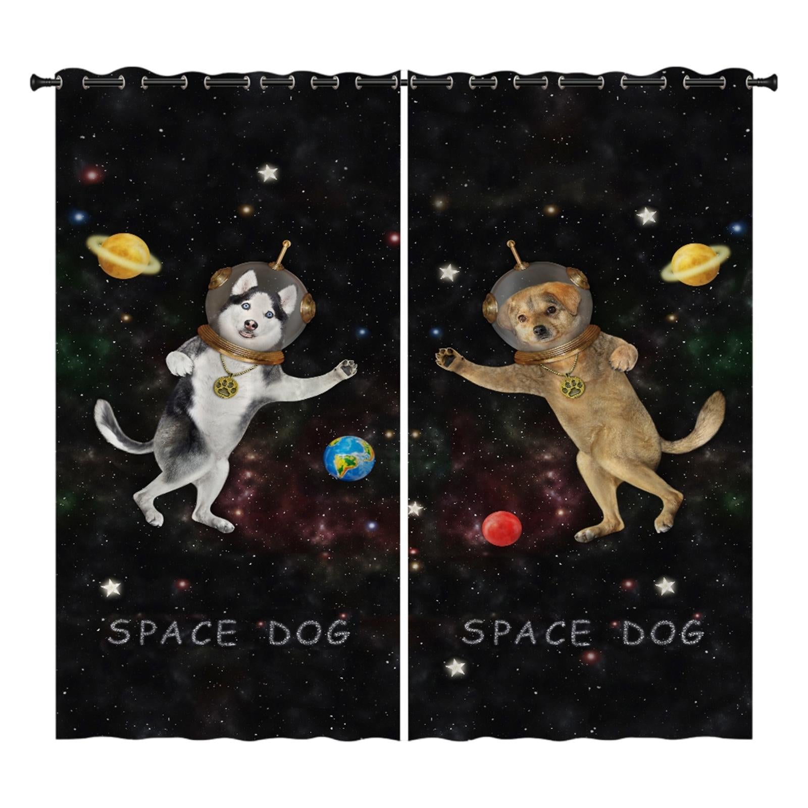 2x Waterproof Bath Curtain for Hotel Bedroom Living Room Space Dog 210x230cm