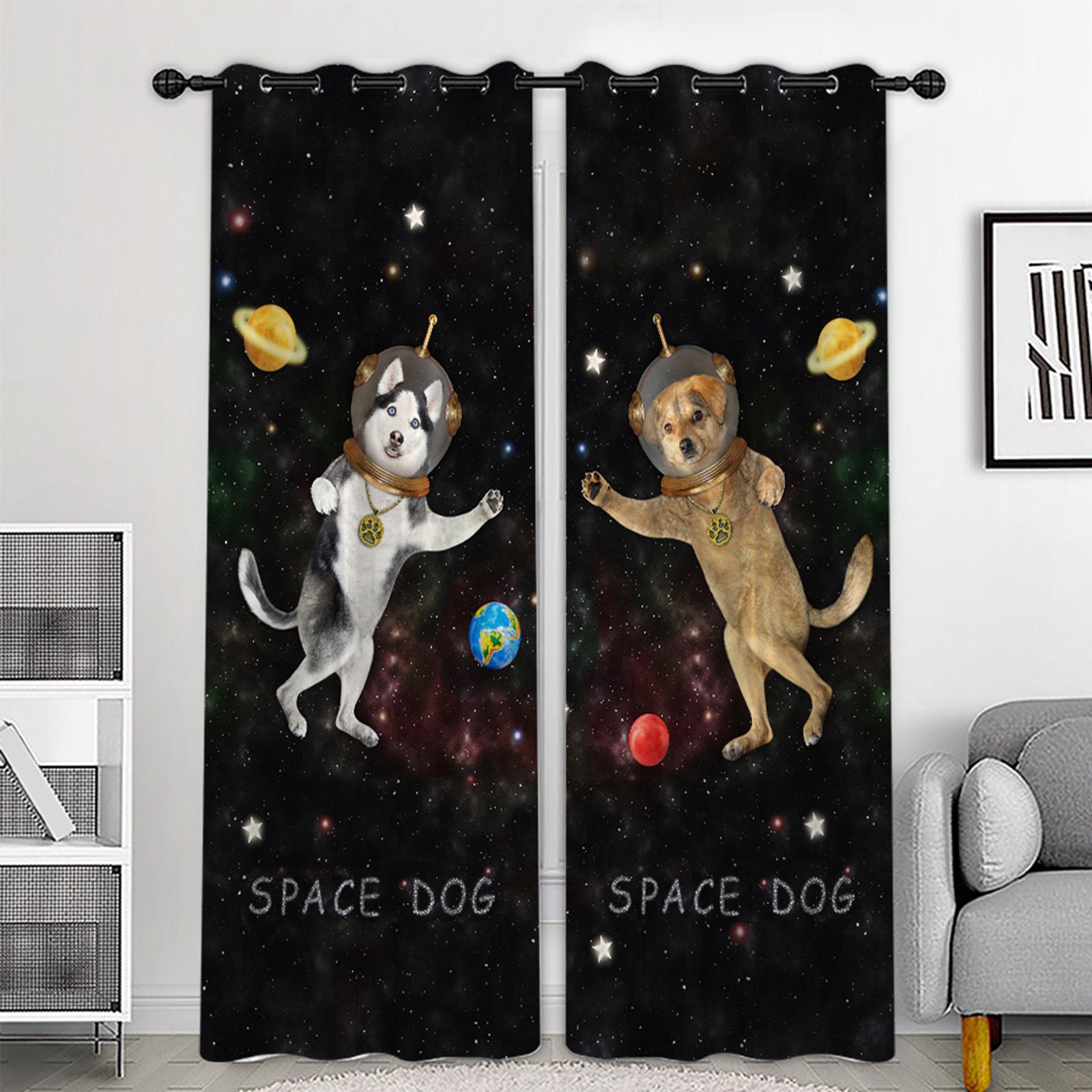 2x Waterproof Bath Curtain for Hotel Bedroom Living Room Space Dog 210x230cm