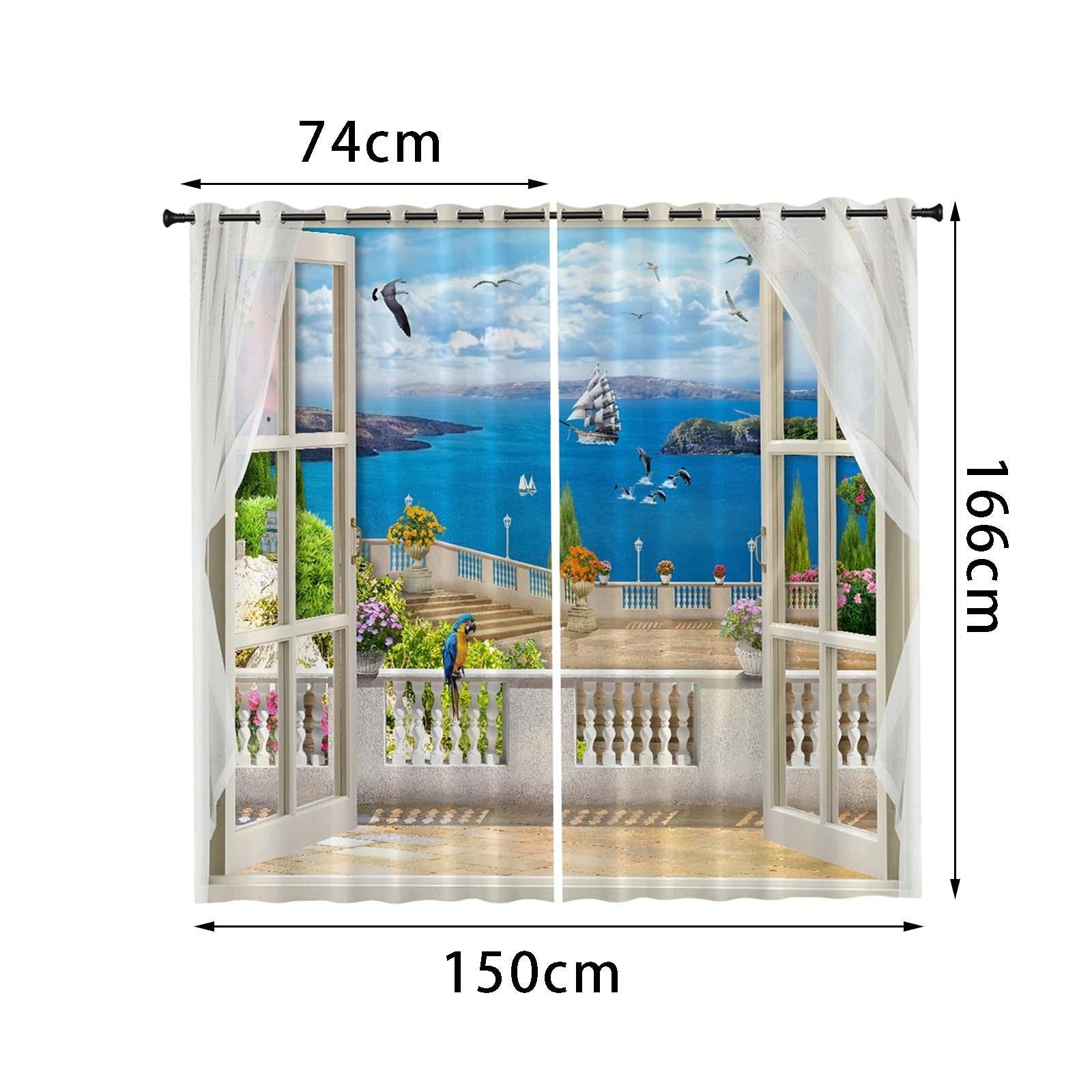 Window Curtains Curtains Drape for Bedroom Bathroom Style 3 150x166cm