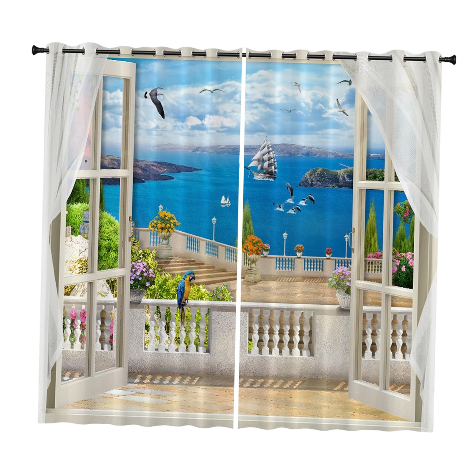 Window Curtains Curtains Drape for Bedroom Bathroom Style 3 150x166cm