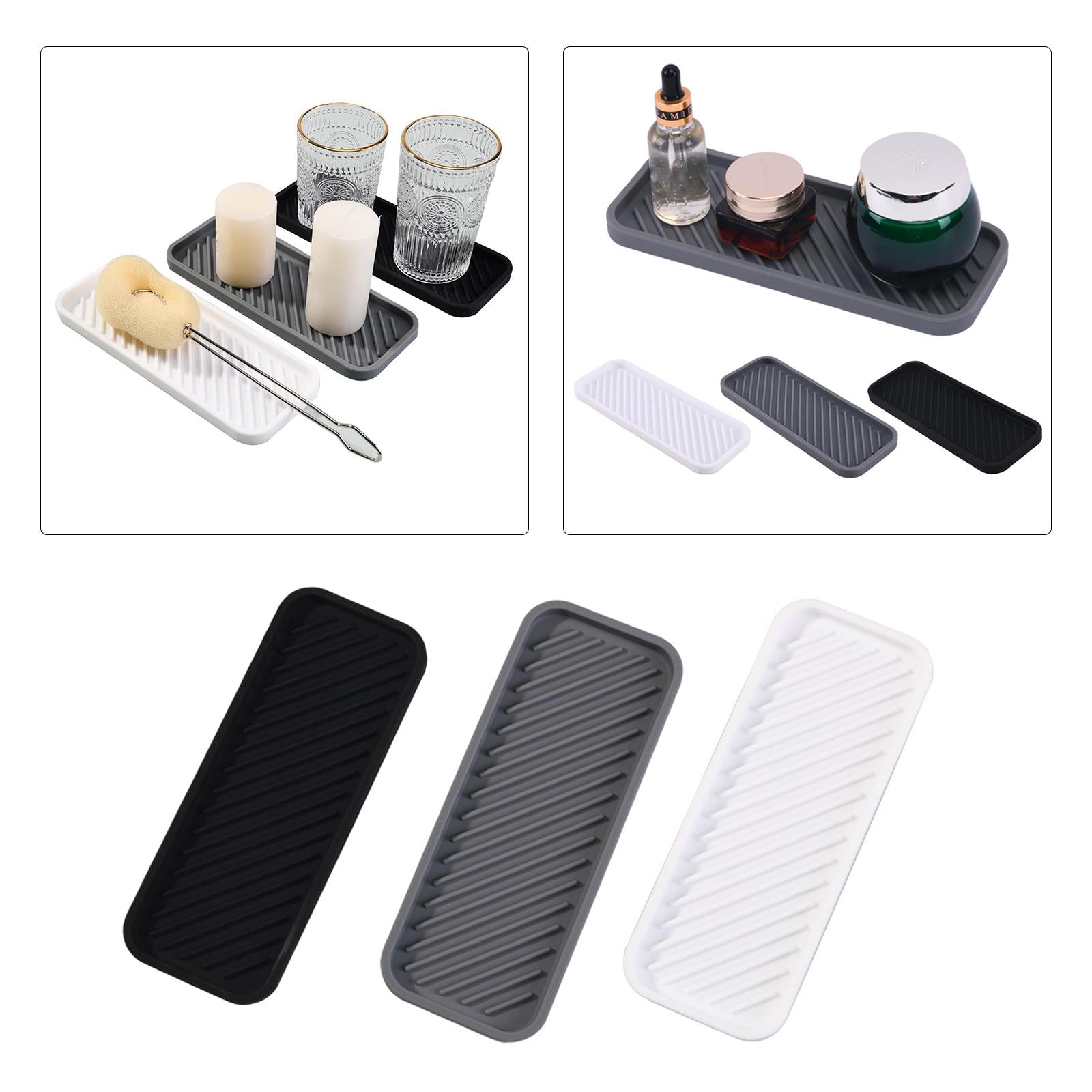 Kitchen Organizer Tray Quick Drying Waterproof for Kitchen Makeup Shampoo White