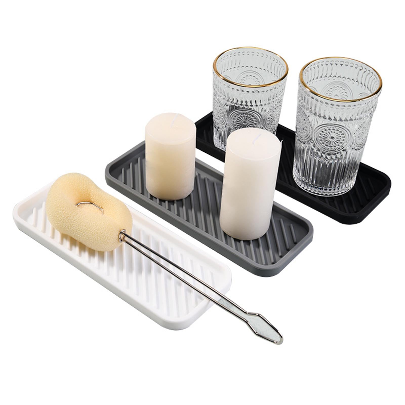 Kitchen Organizer Tray Quick Drying Waterproof for Kitchen Makeup Shampoo White