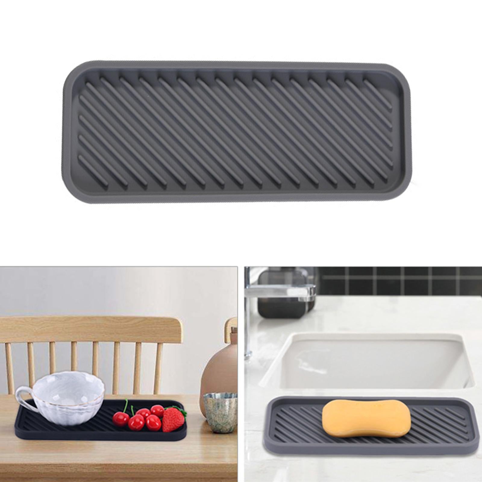 Kitchen Organizer Tray Quick Drying Waterproof for Kitchen Makeup Shampoo Gray