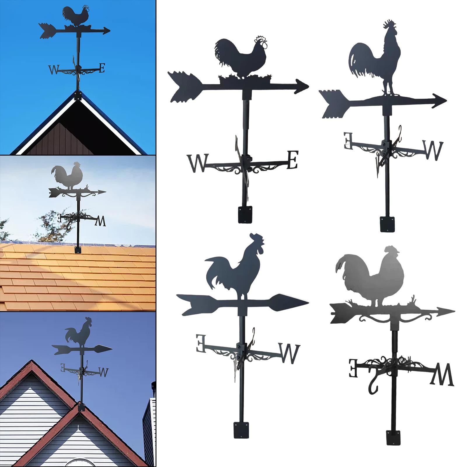 Rooster Weathervane Weather Vane Metal Vintage Style for Yard Garage Barn 1 Style