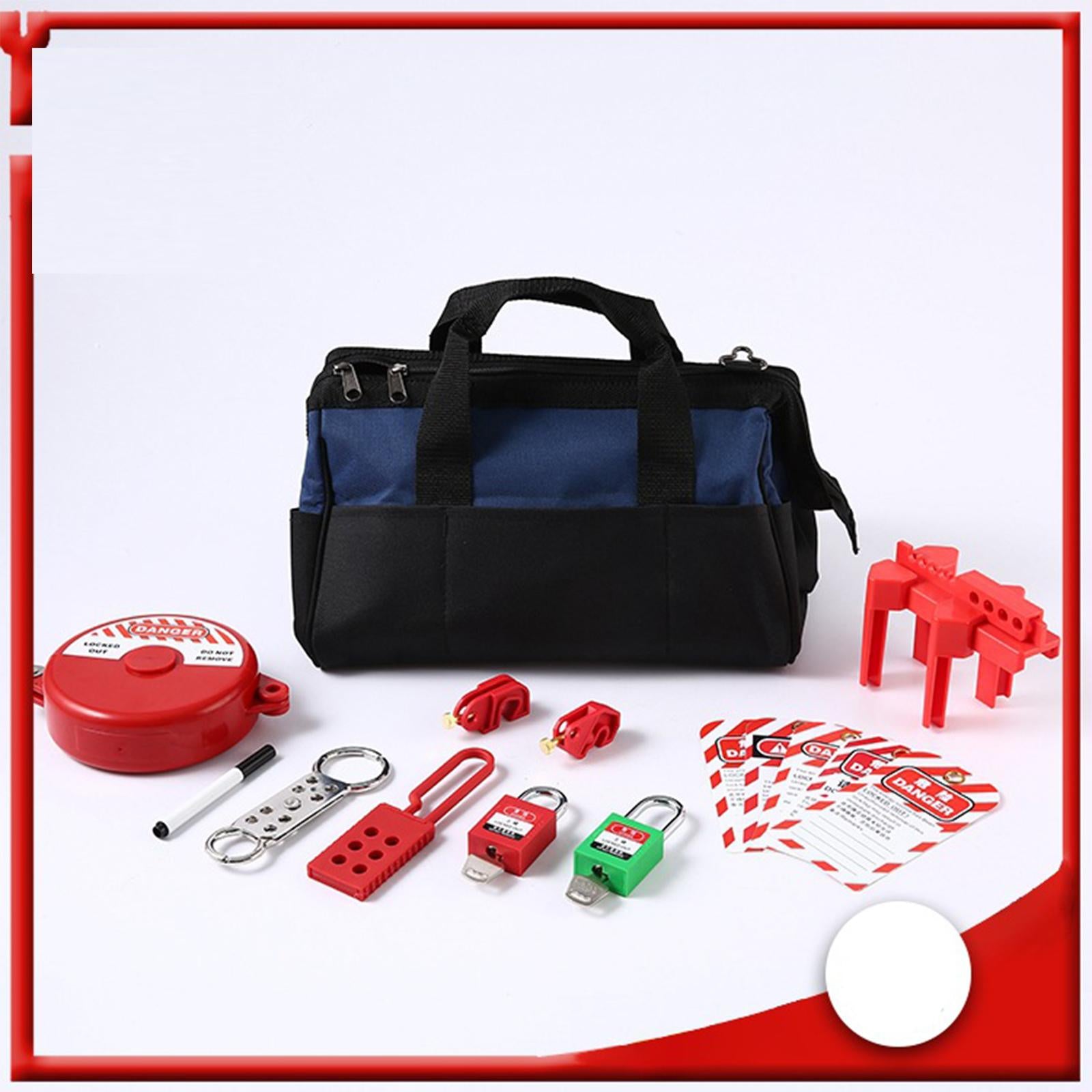 Lockout Tagout Kit Nylon Ties and Carrying Bag Tagout Tags Plug Lockout B