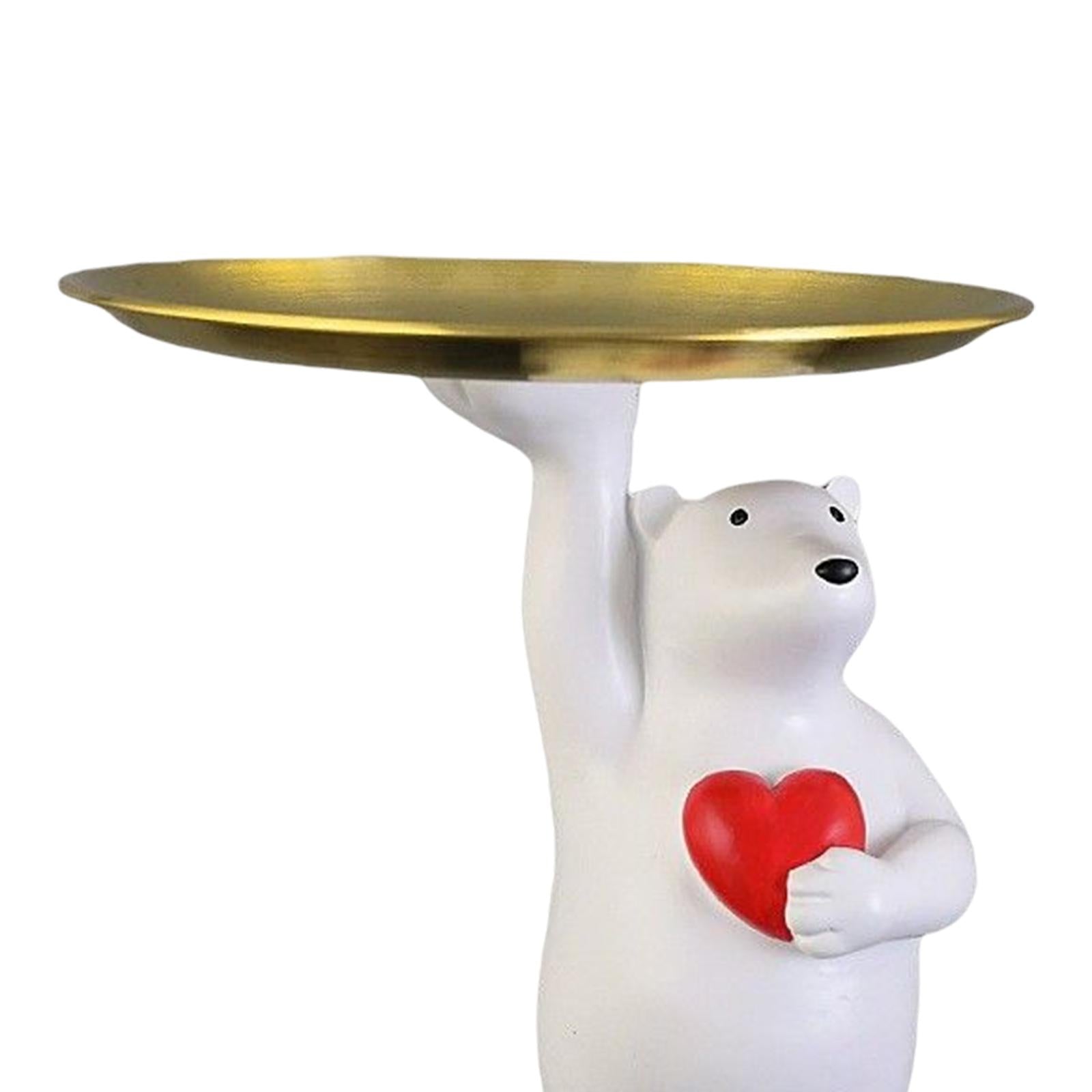 Nordic Style Polar Bear Statue Storage Tray for Entrance Dining Table White