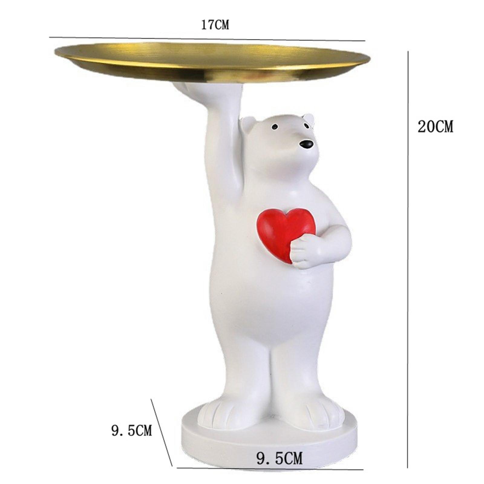 Nordic Style Polar Bear Statue Storage Tray for Entrance Dining Table White