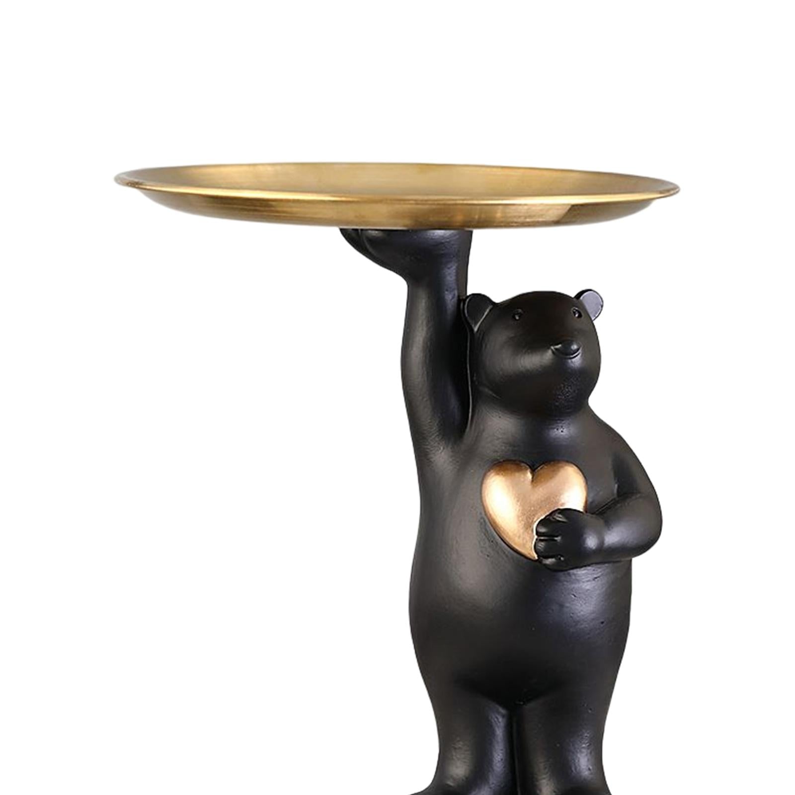 Nordic Style Polar Bear Statue Storage Tray for Entrance Dining Table Black