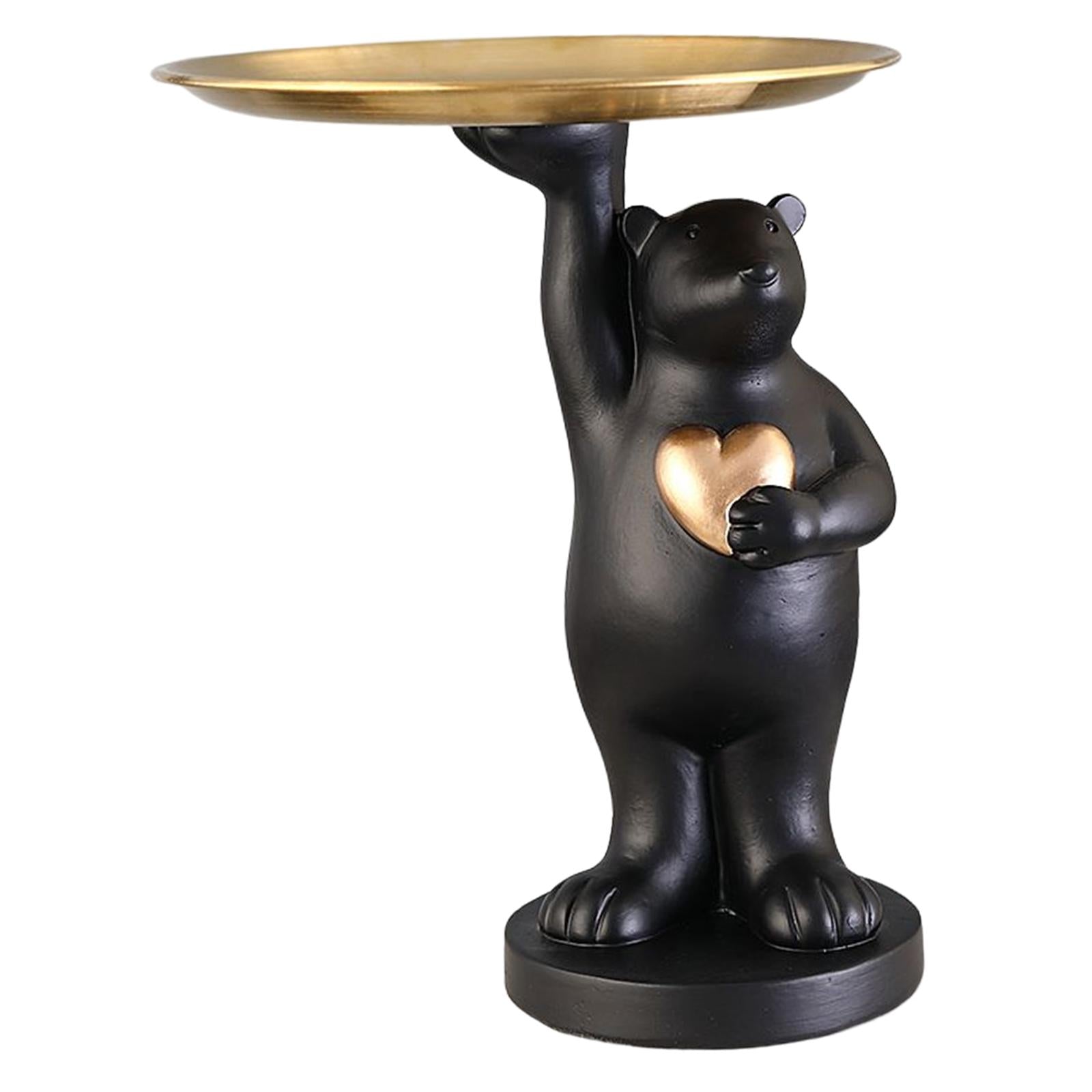 Nordic Style Polar Bear Statue Storage Tray for Entrance Dining Table Black