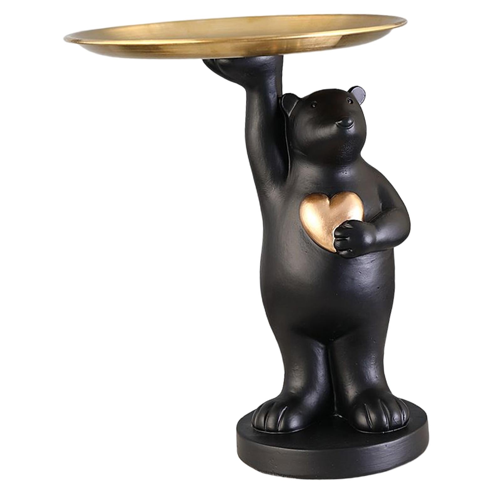 Nordic Style Polar Bear Statue Storage Tray for Entrance Dining Table Black