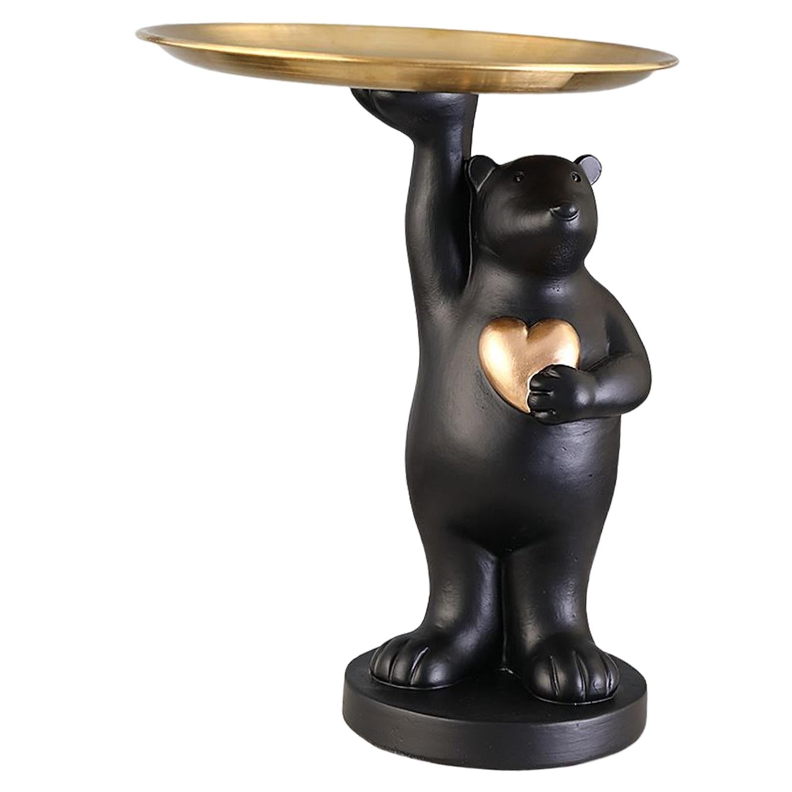 Nordic Style Polar Bear Statue Storage Tray for Entrance Dining Table Black
