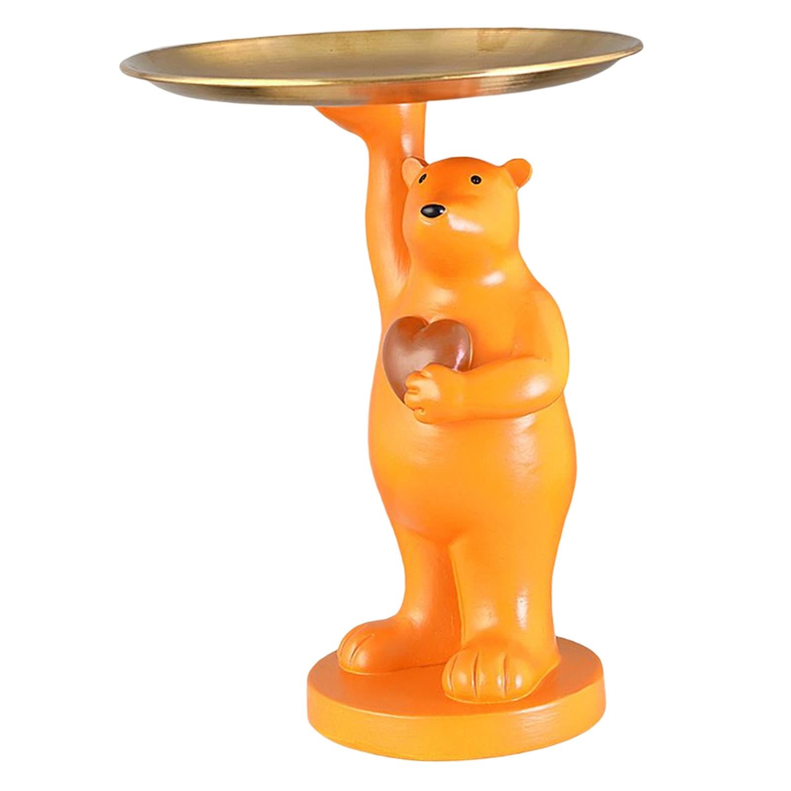 Nordic Style Polar Bear Statue Storage Tray for Entrance Dining Table Orange