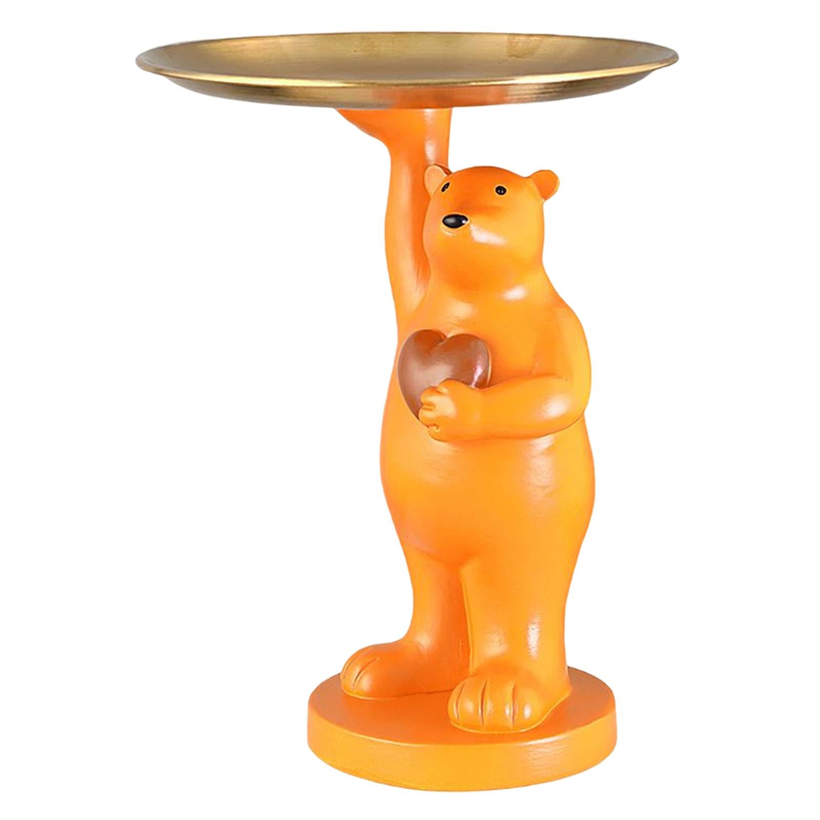 Nordic Style Polar Bear Statue Storage Tray for Entrance Dining Table Orange