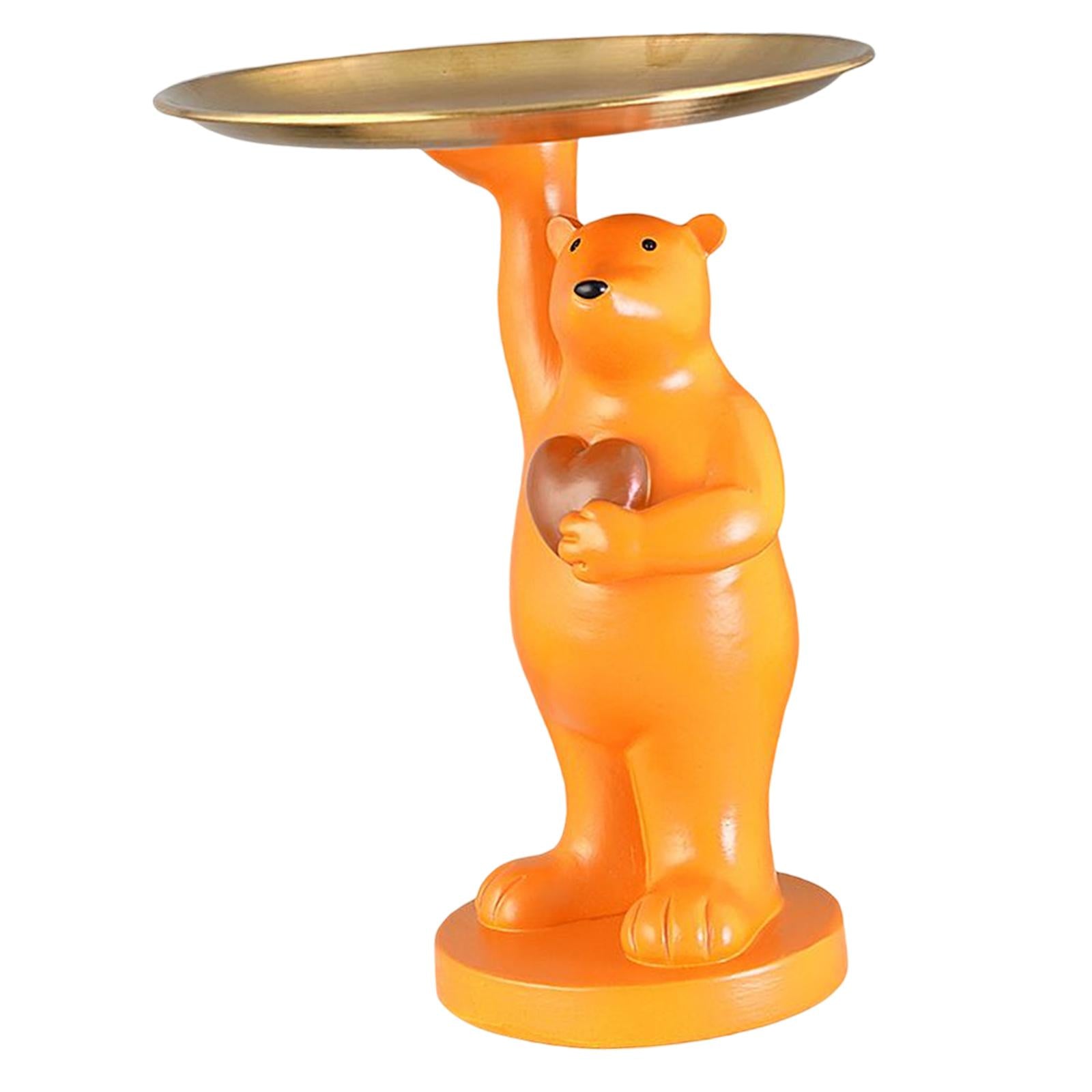 Nordic Style Polar Bear Statue Storage Tray for Entrance Dining Table Orange