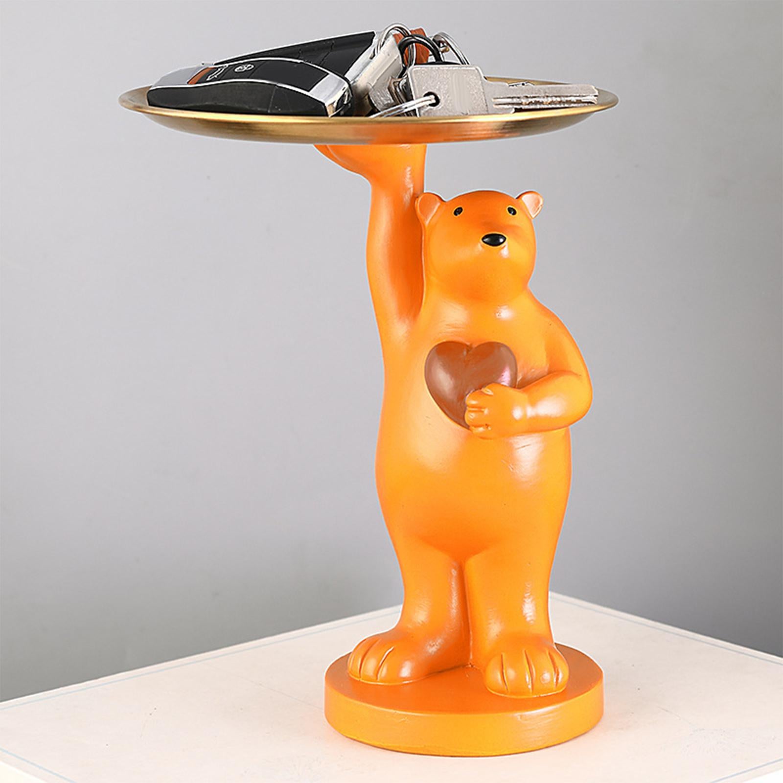 Nordic Style Polar Bear Statue Storage Tray for Entrance Dining Table Orange