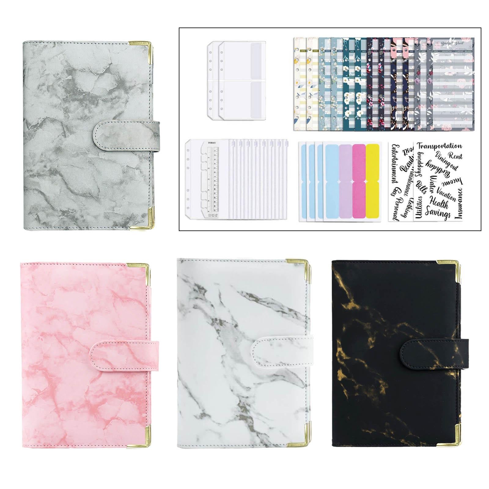 Notebook Binder with Label Stickers for Cash Bills Budgeting Expense Saving Gray