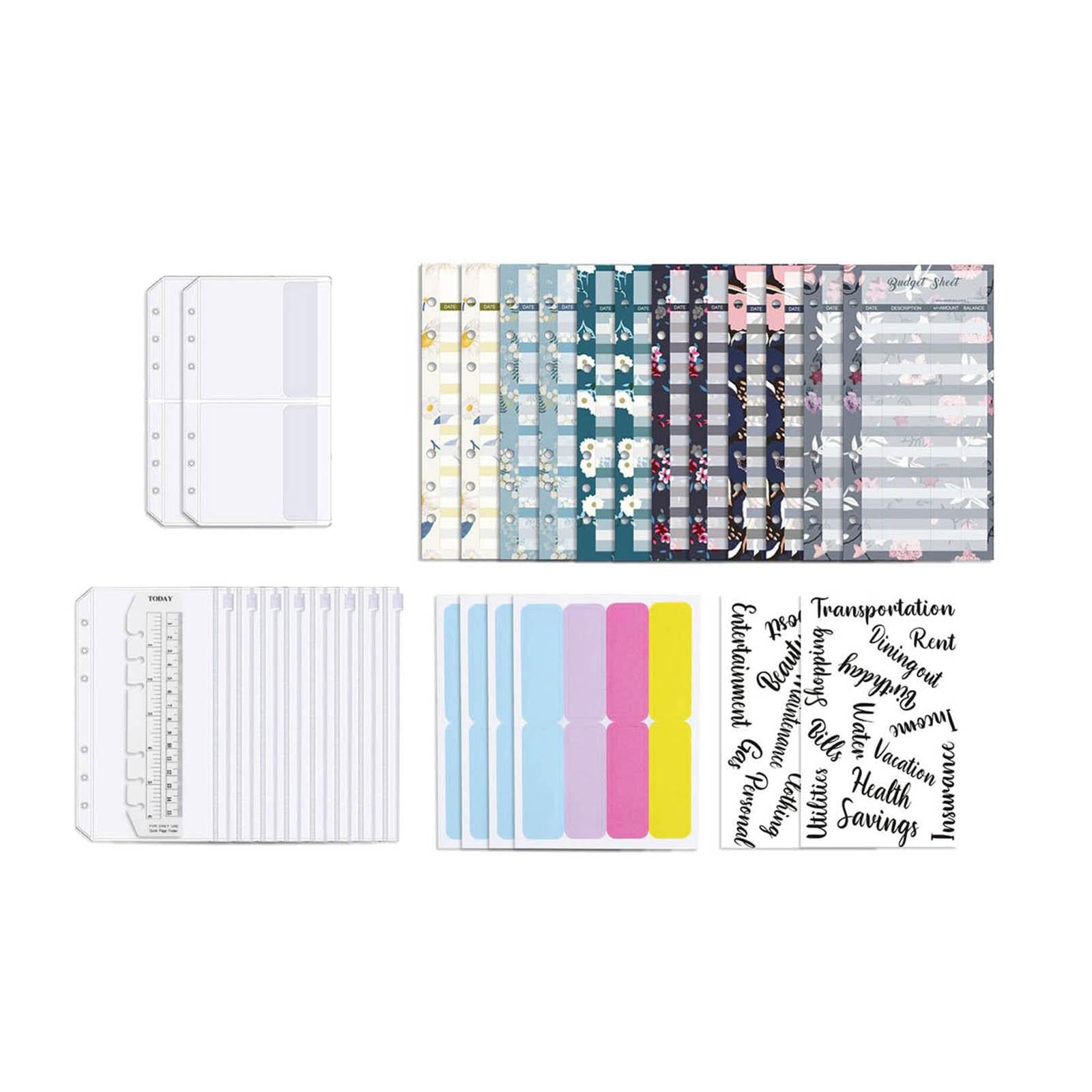 Notebook Binder with Label Stickers for Cash Bills Budgeting Expense Saving Black
