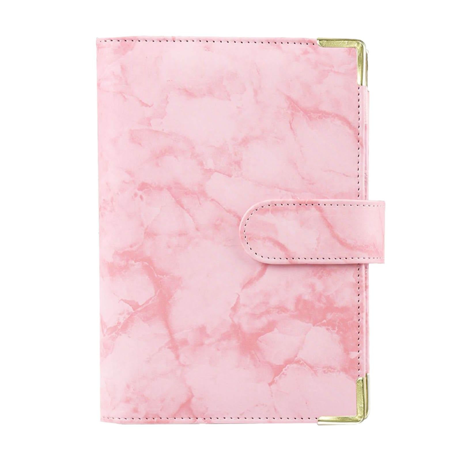 Notebook Binder with Label Stickers for Cash Bills Budgeting Expense Saving Pink