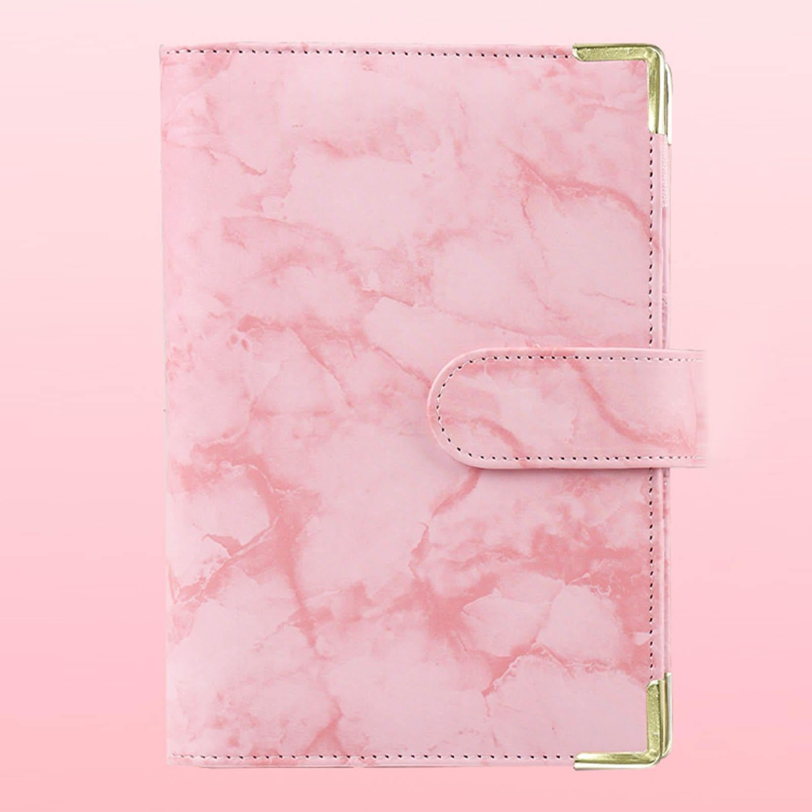 Notebook Binder with Label Stickers for Cash Bills Budgeting Expense Saving Pink
