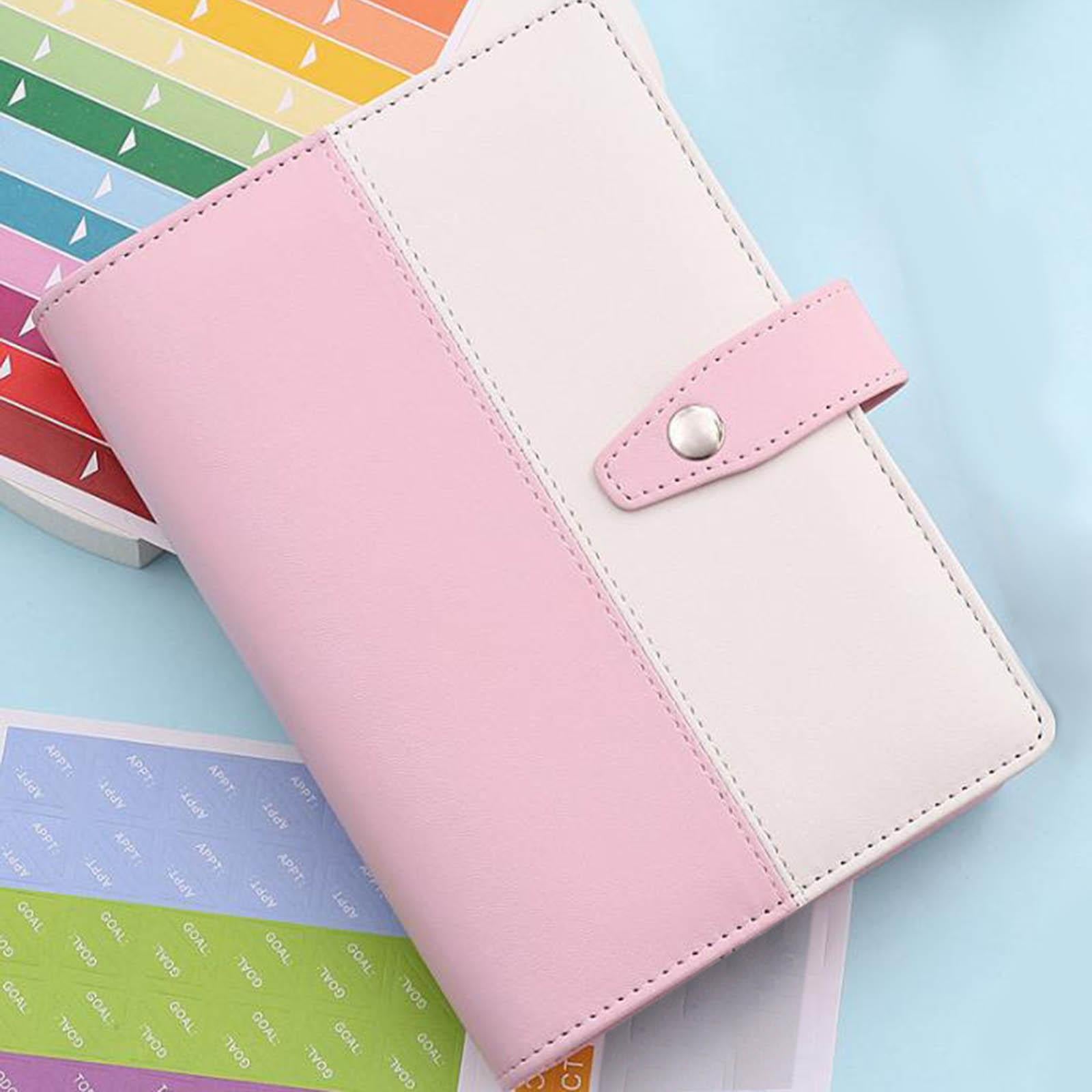 PU Leather A6 Budget Binder for Budgeting Expense Saving Travel and Diary Pink