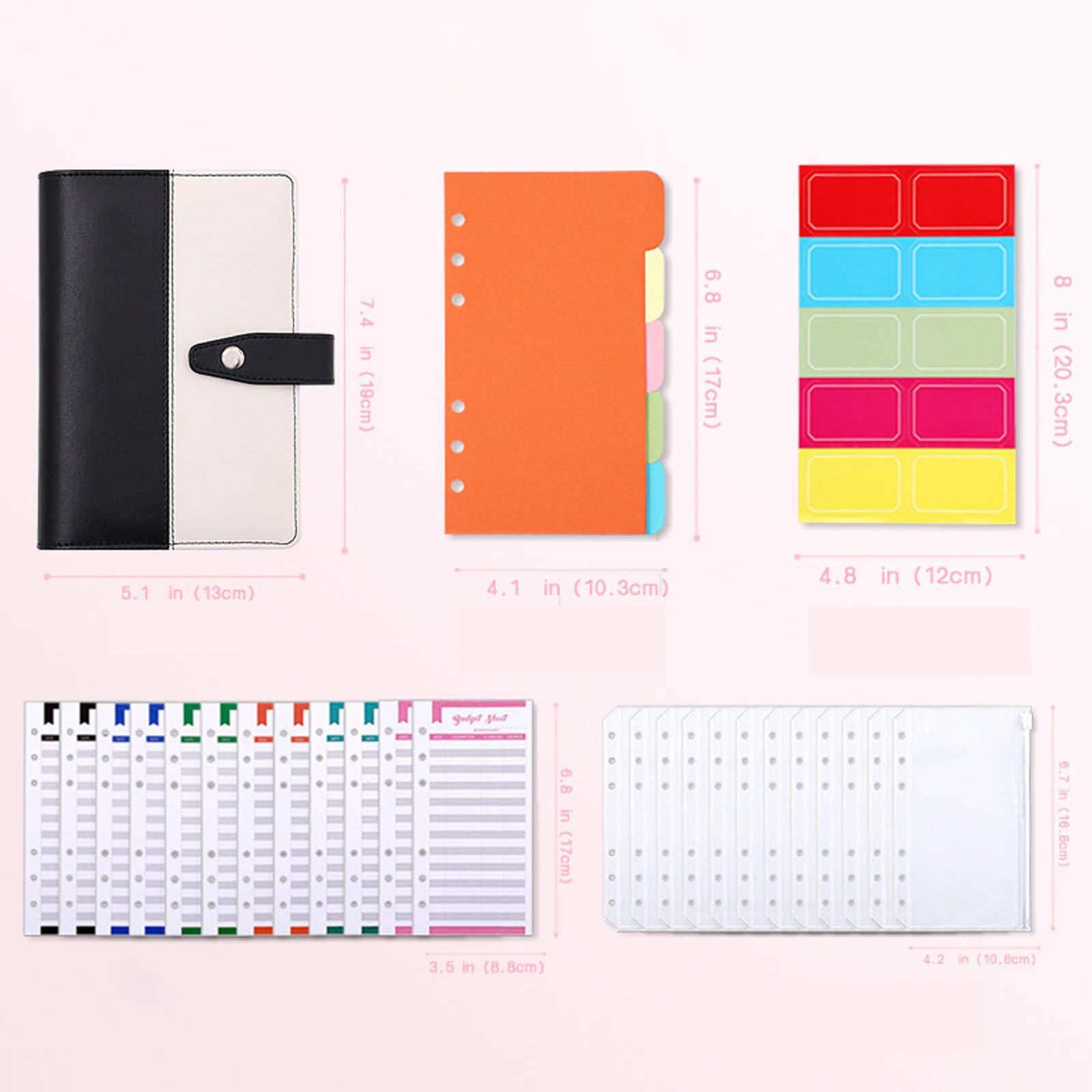 PU Leather A6 Budget Binder for Budgeting Expense Saving Travel and Diary Black