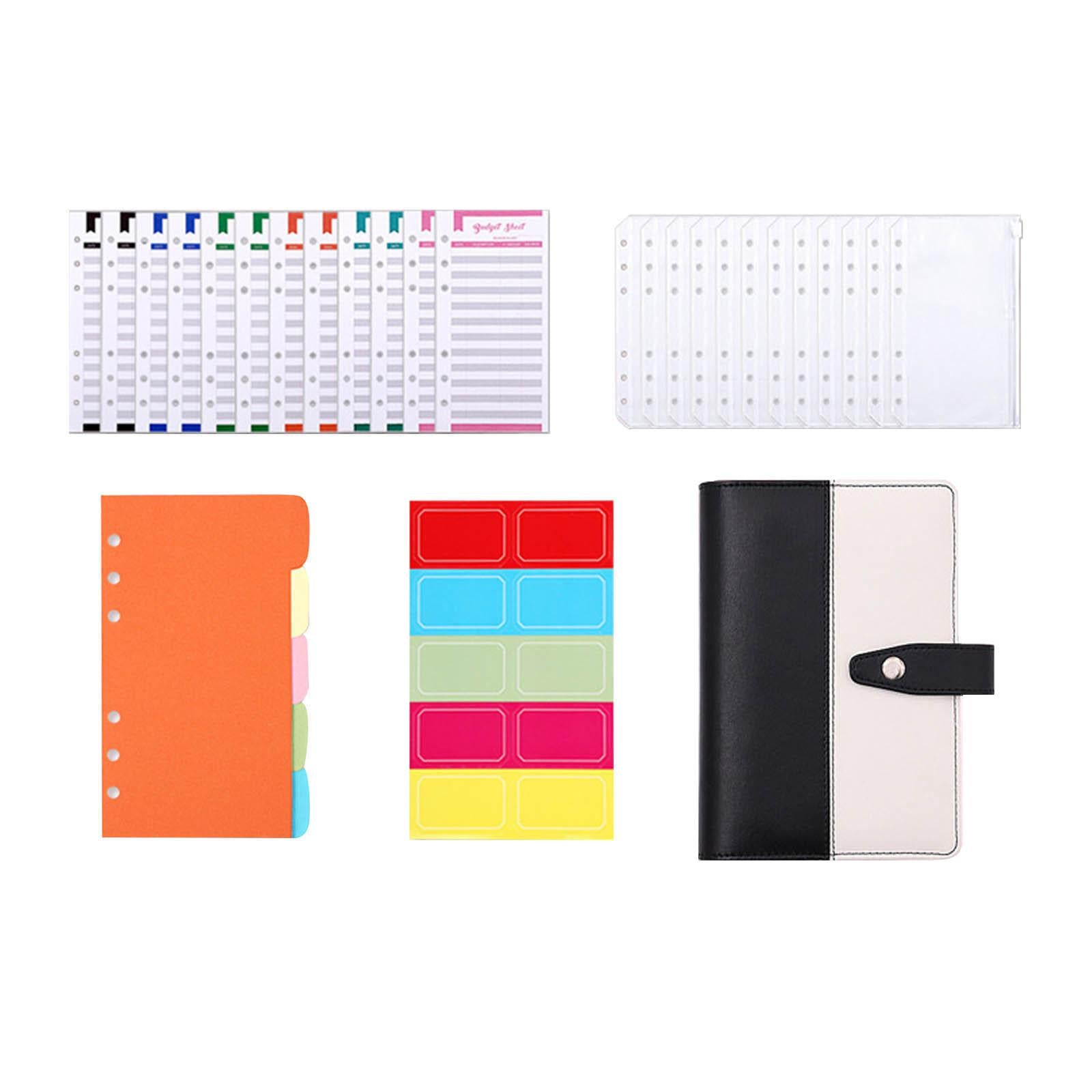 PU Leather A6 Budget Binder for Budgeting Expense Saving Travel and Diary Black