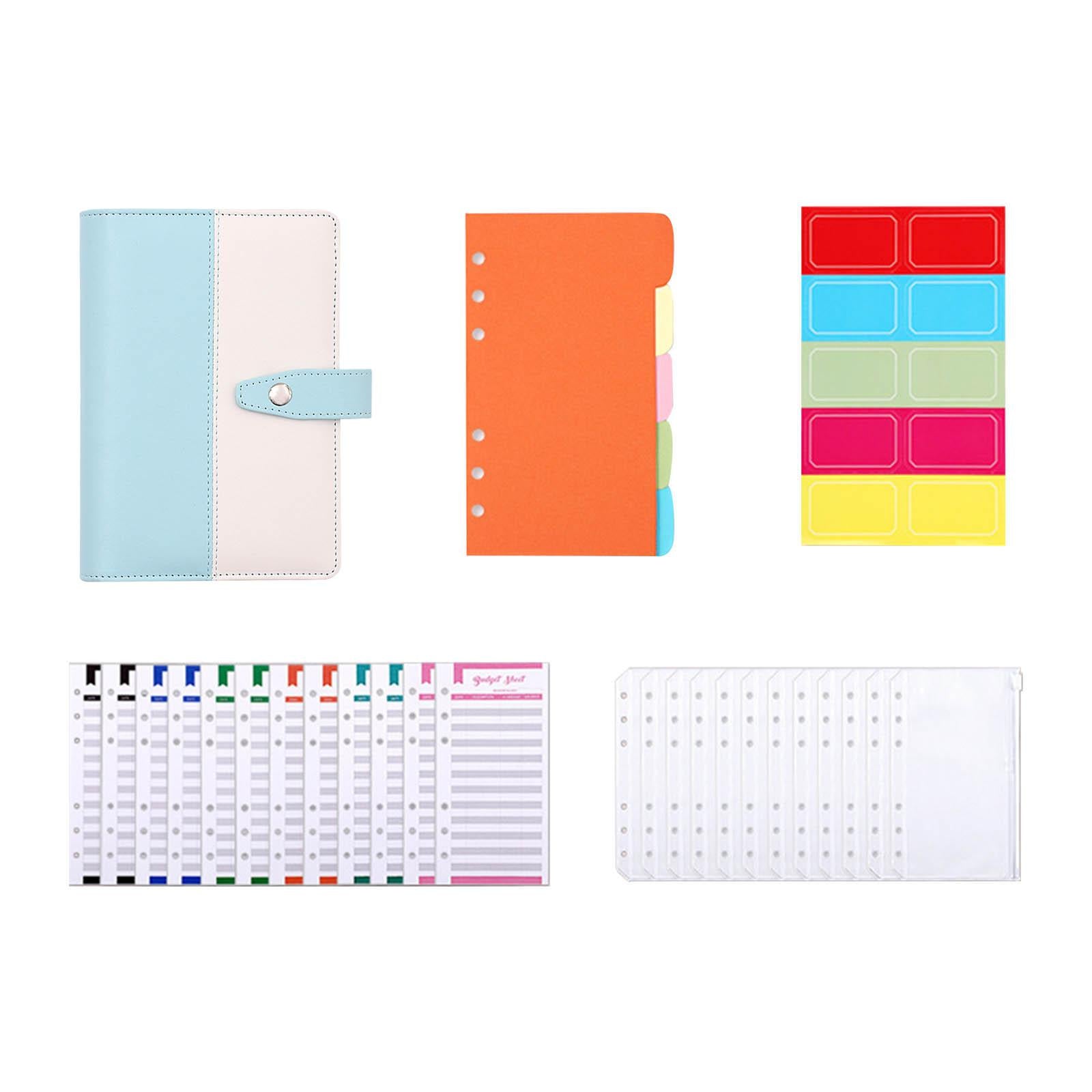 PU Leather A6 Budget Binder for Budgeting Expense Saving Travel and Diary Ligth Blue