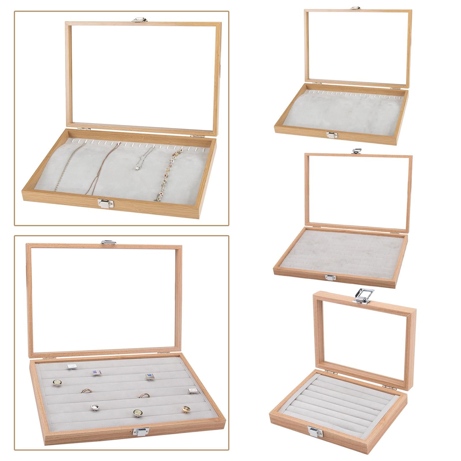 Fashion Showcase Display Holder Jewelry Organizer Box Storage Display Tray 8 Slots Jewelry Box