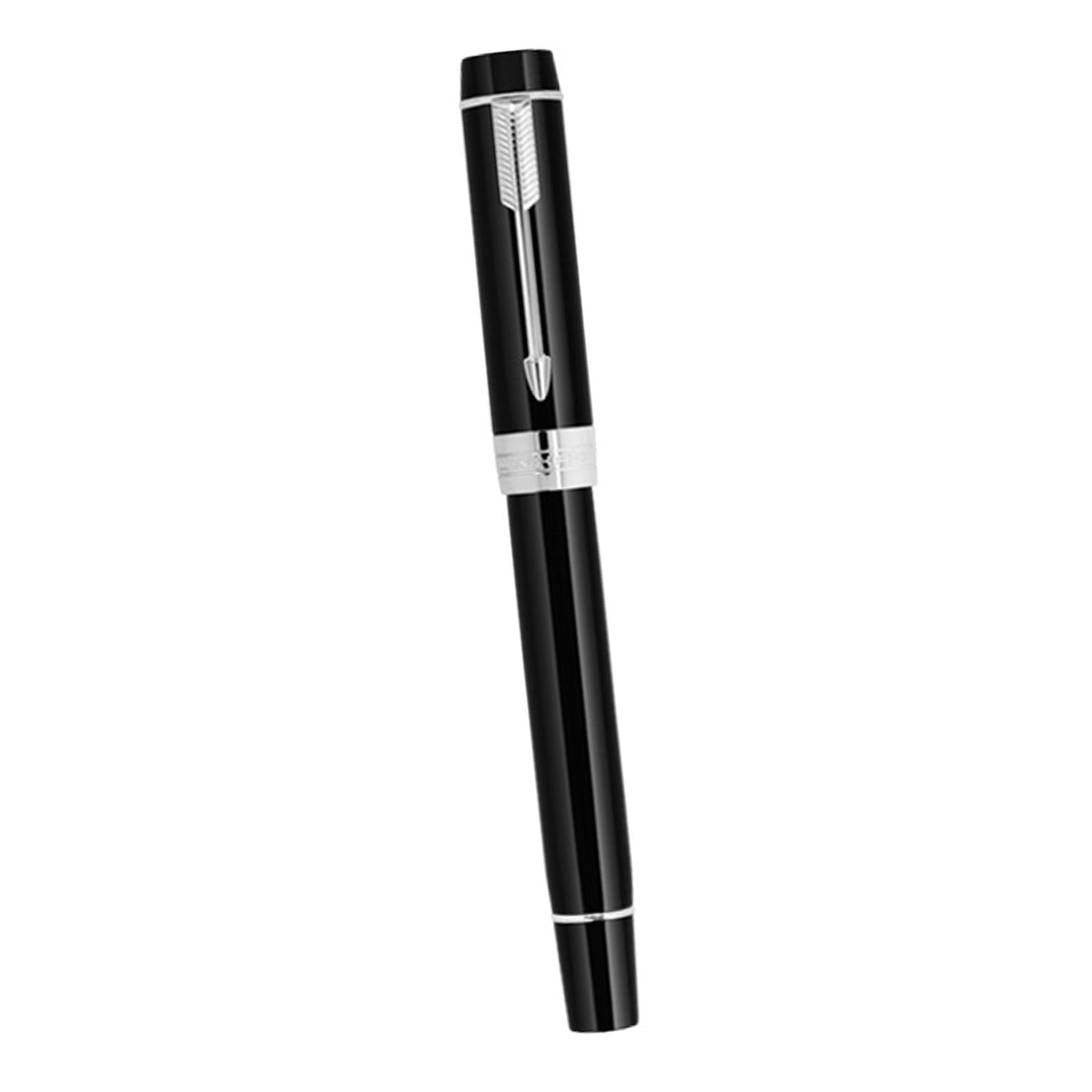 Fountain Pen 26 Fine Nib Left Right Hand Writing Instrument Black Silver