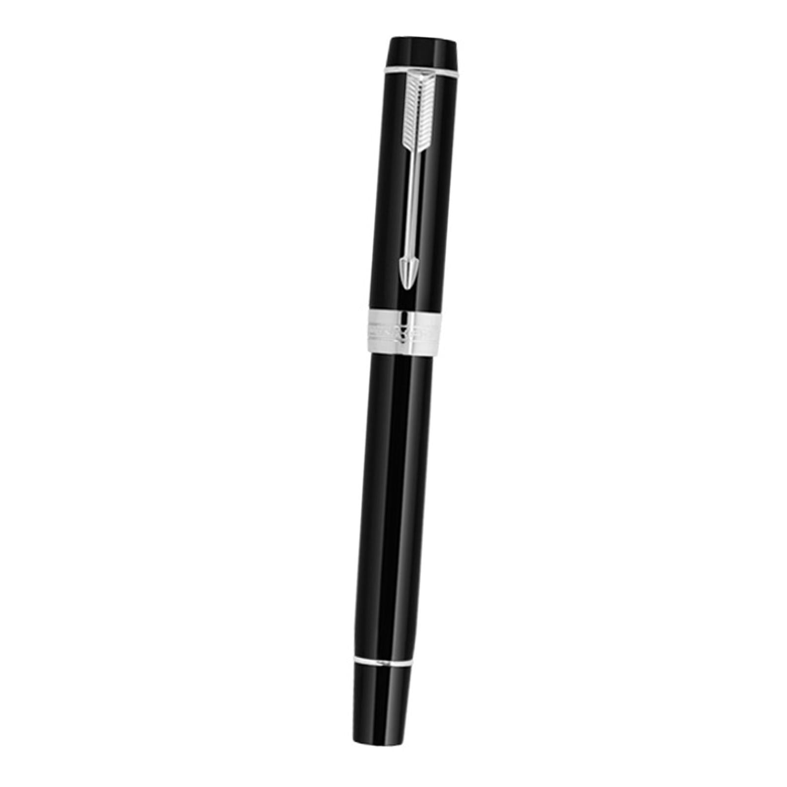 Fountain Pen 26 Fine Nib Left Right Hand Writing Instrument Black Silver