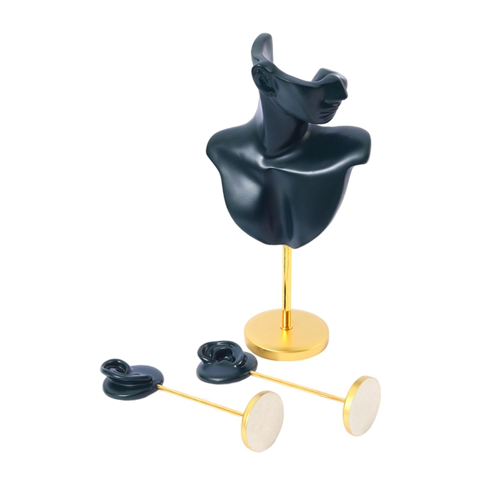 3 Pieces Resin Head Bust & Ear Jewelry Stand Set Elegant Organizer for Shop
