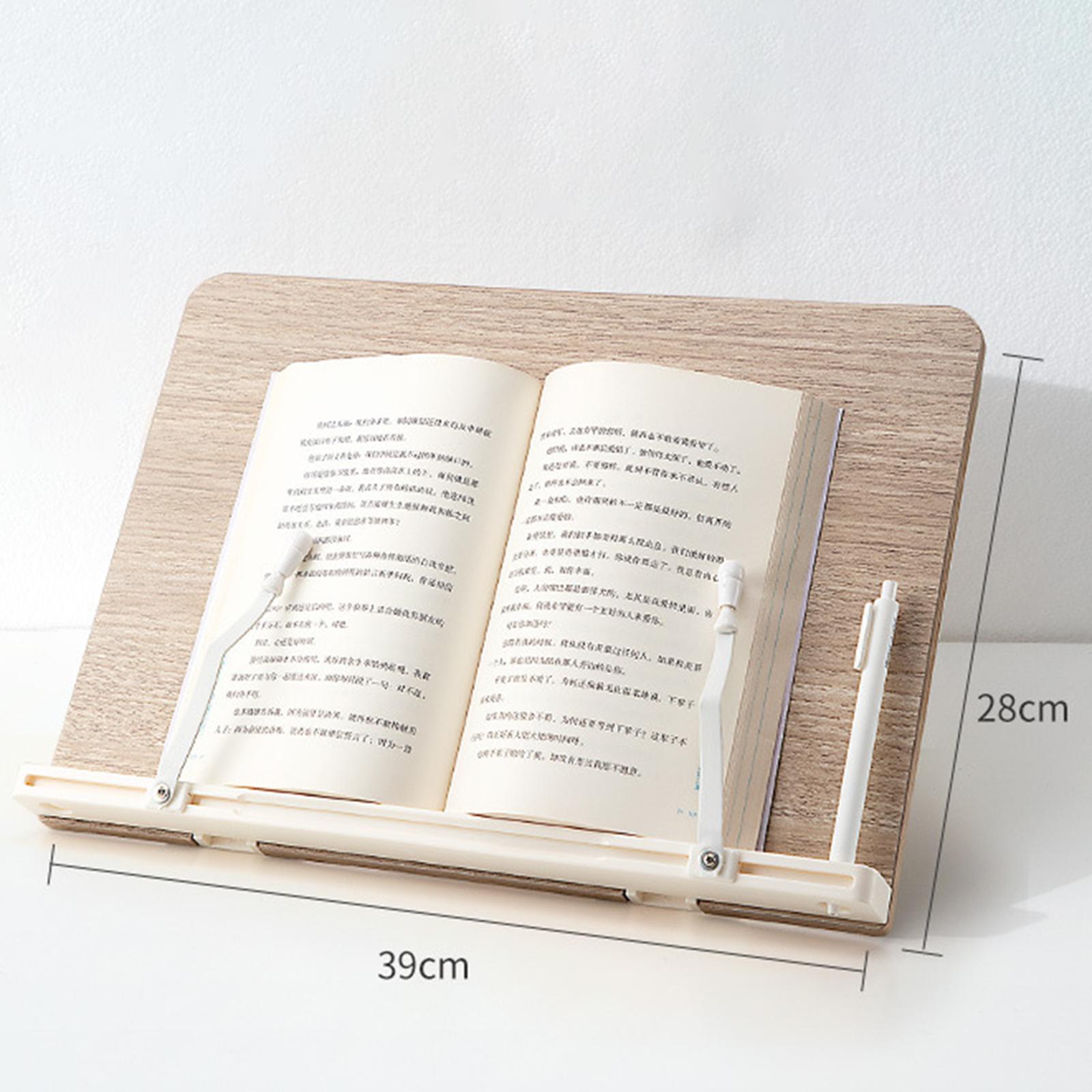 Bamboo Book Stand with Page Holder Clips Recipe Book Holder for Documents L