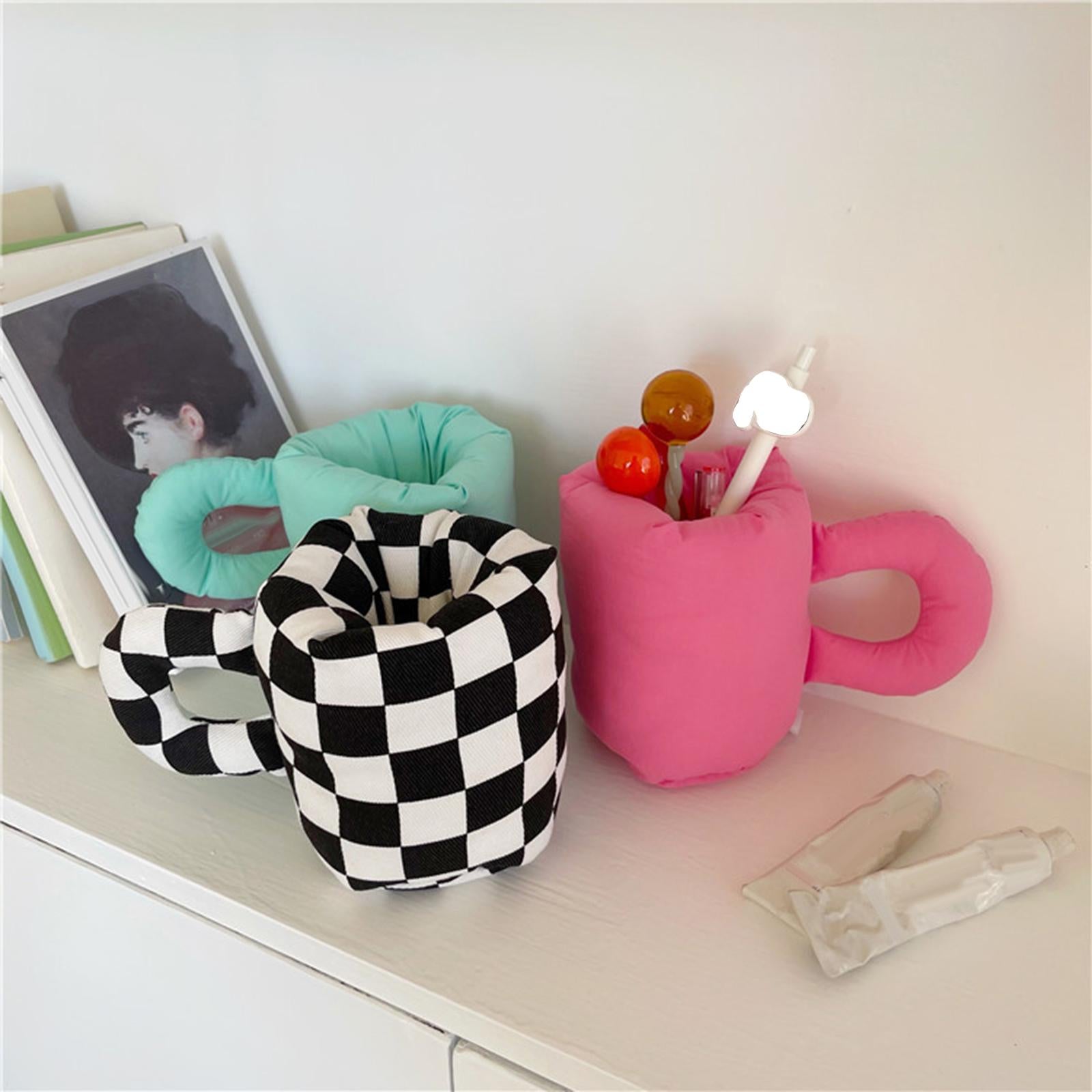 Cotton Filling Mug Shape Pens Holder for Classroom Room Storage Supplies Green