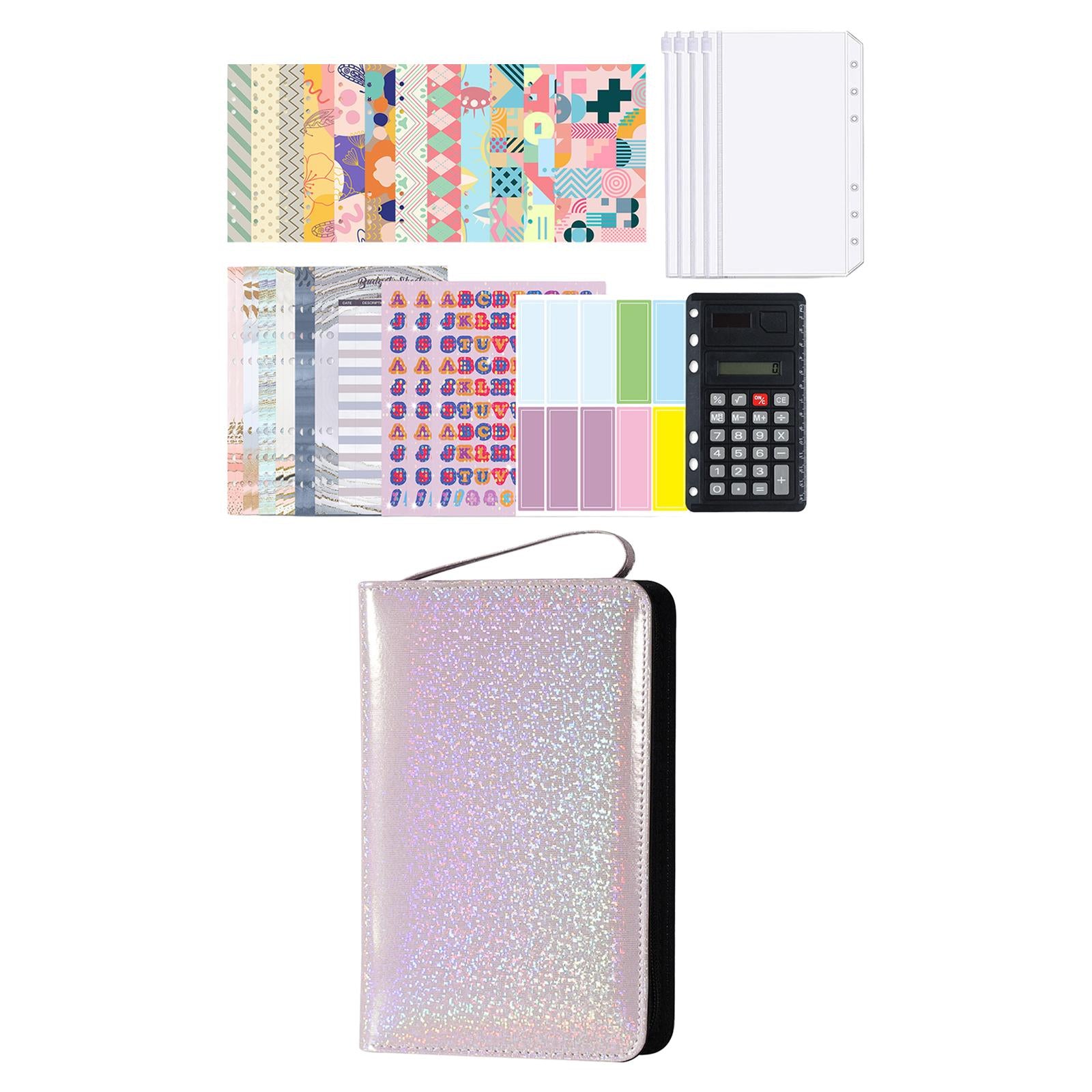 PU Leather A6 Notebook Binder Budget Planner with Pocket Cash Budget purple