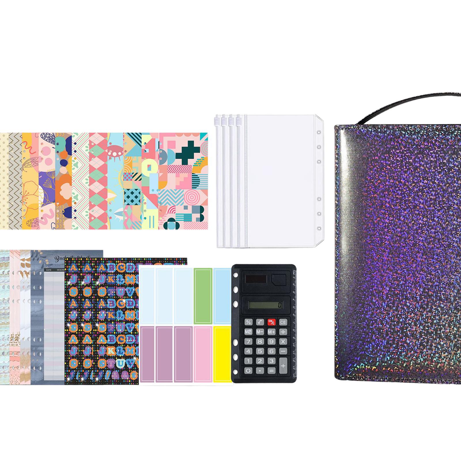 PU Leather A6 Notebook Binder Budget Planner with Pocket Cash Budget black