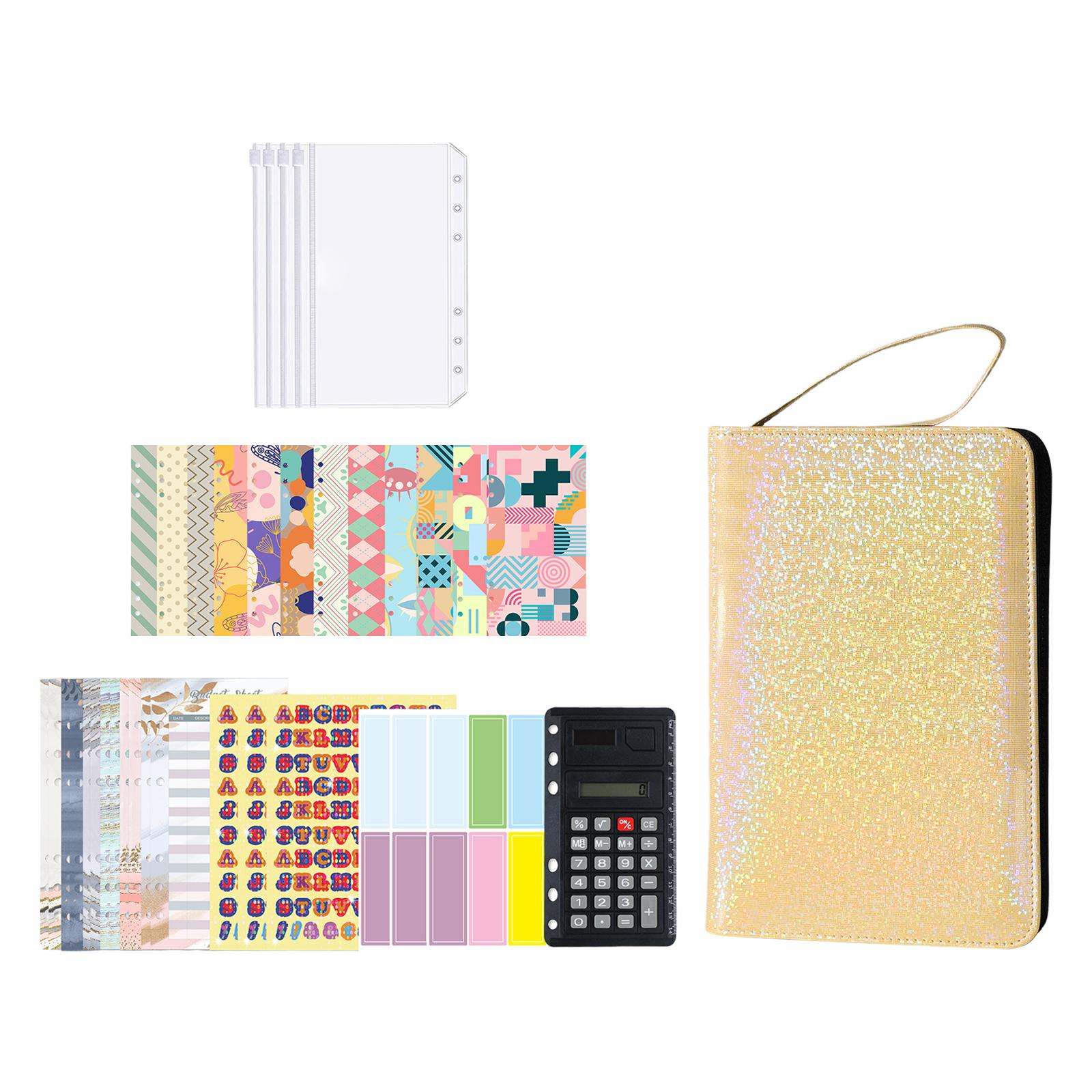 PU Leather A6 Notebook Binder Budget Planner with Pocket Cash Budget yellow