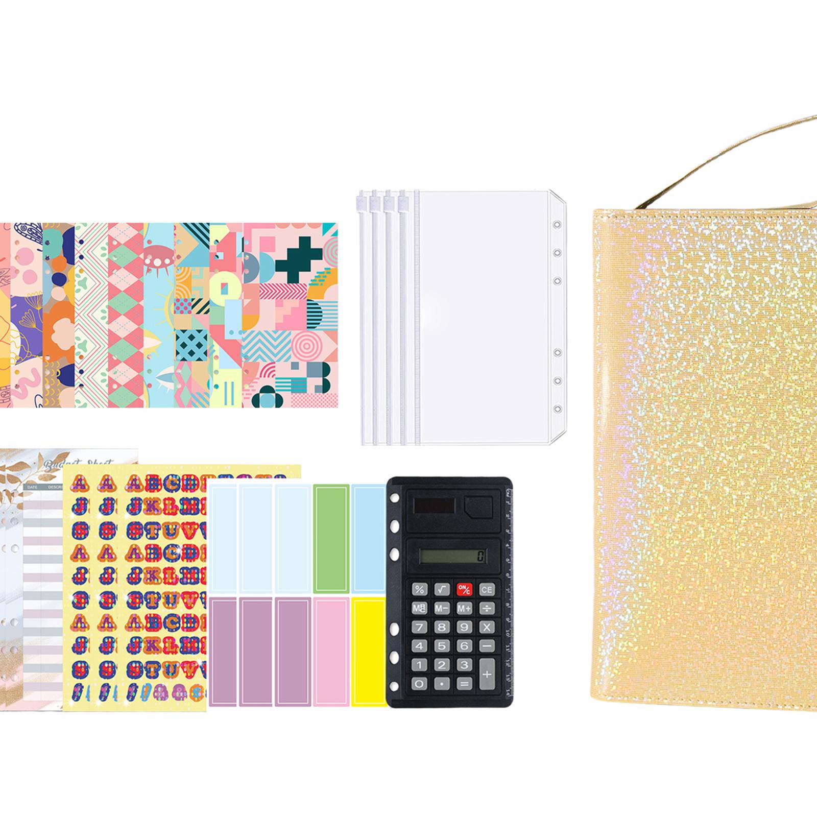 PU Leather A6 Notebook Binder Budget Planner with Pocket Cash Budget yellow