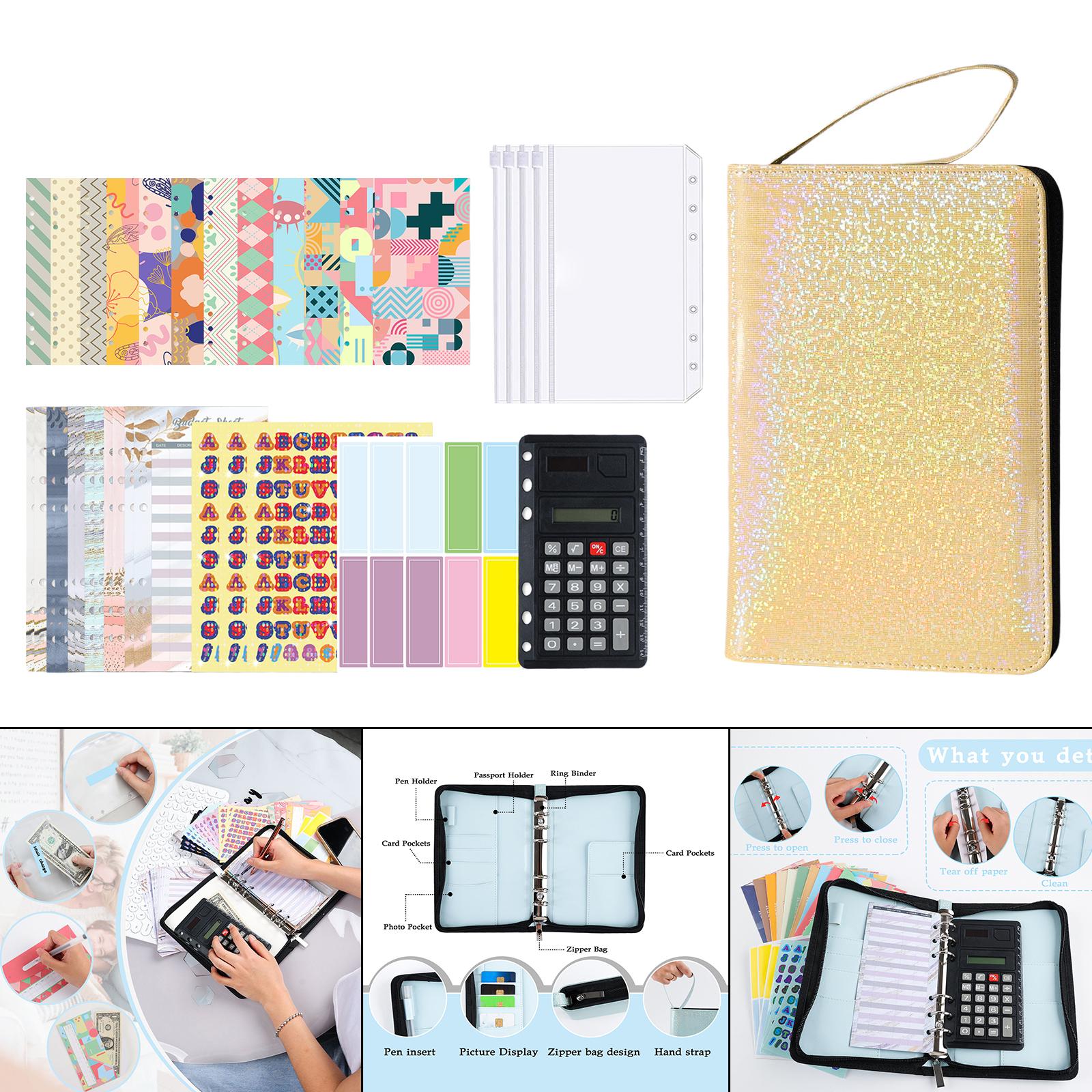 PU Leather A6 Notebook Binder Budget Planner with Pocket Cash Budget yellow