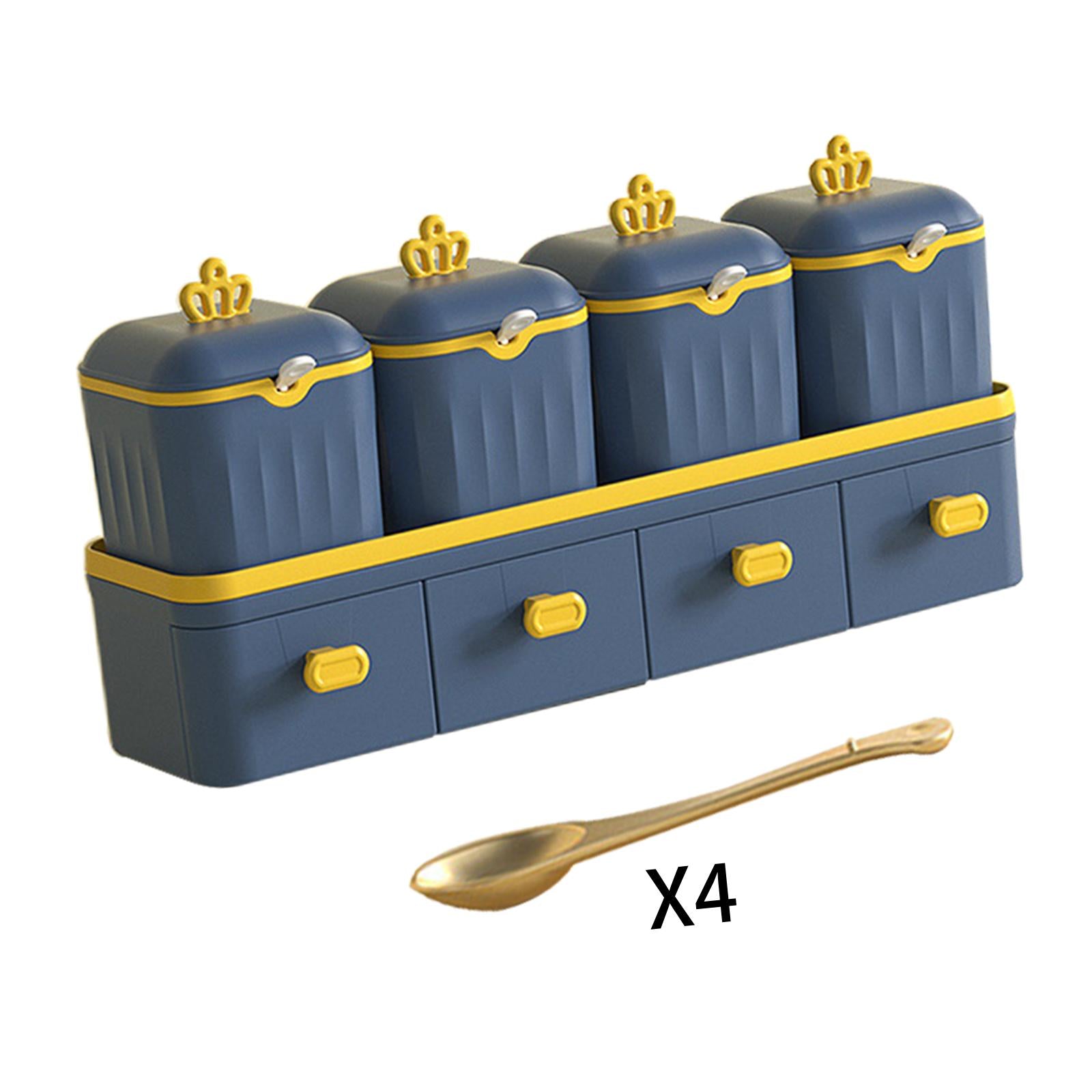 Double Layer Seasoning Box Set Seasoning Dispensers PP Material Blue