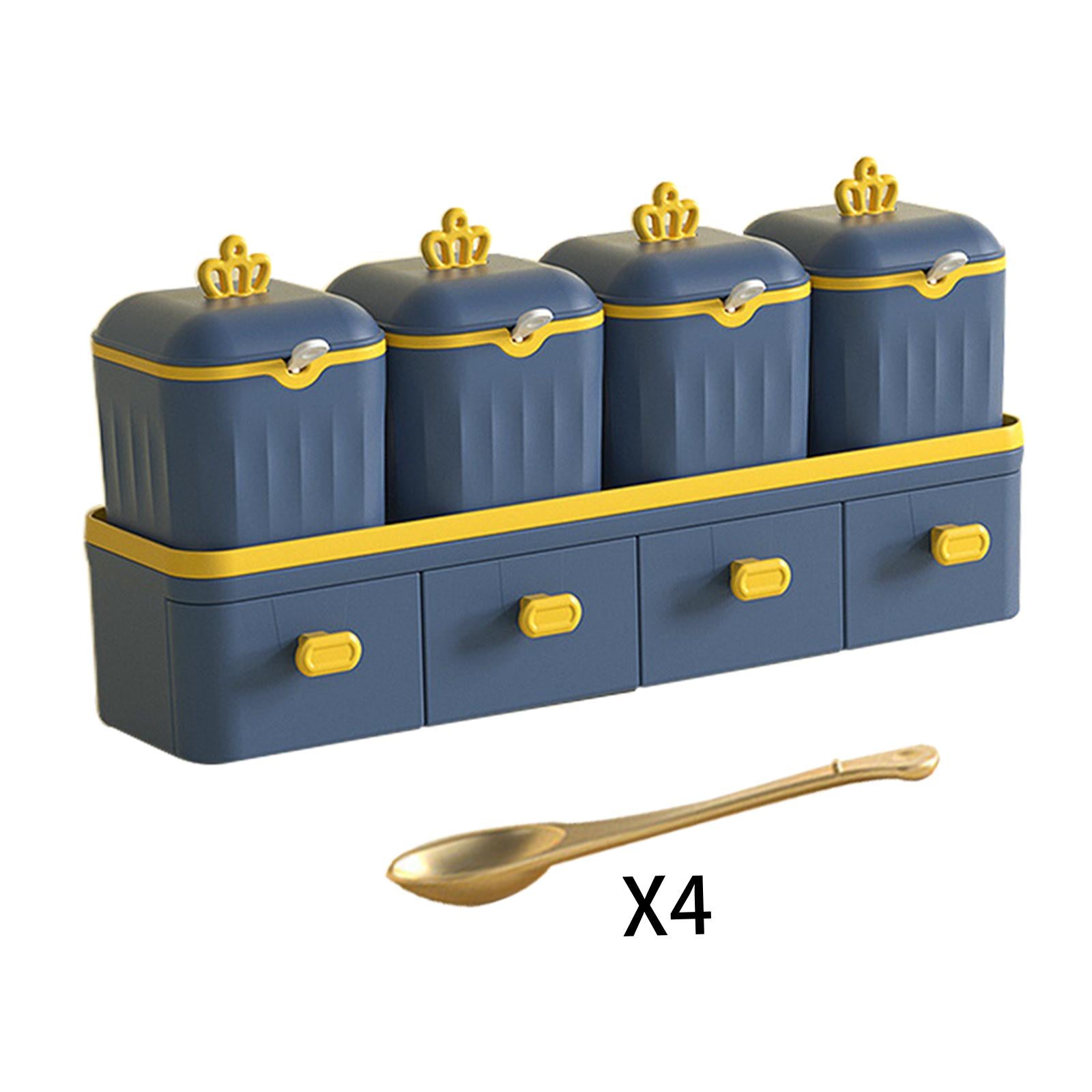 Double Layer Seasoning Box Set Seasoning Dispensers PP Material Blue