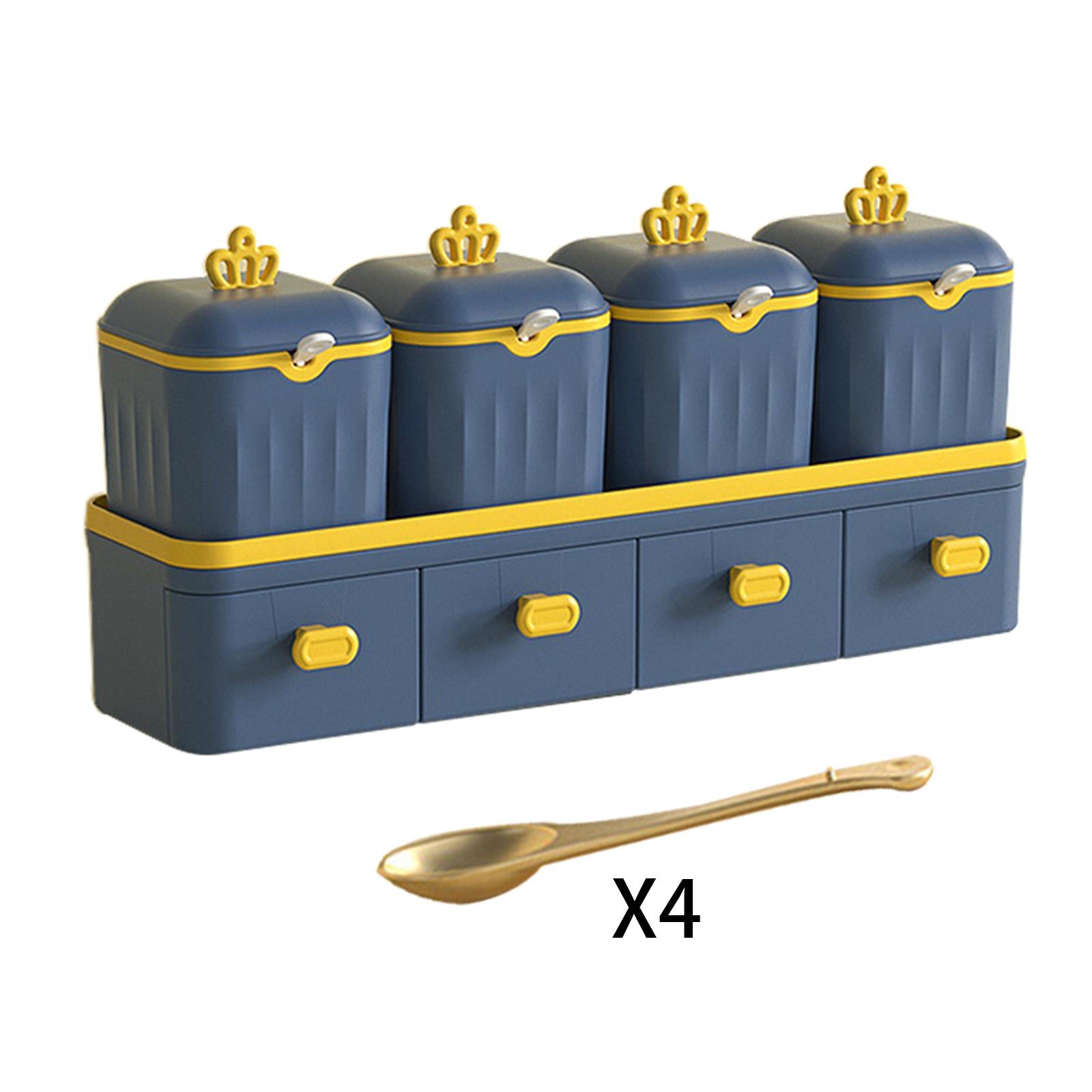 Double Layer Seasoning Box Set Seasoning Dispensers PP Material Blue