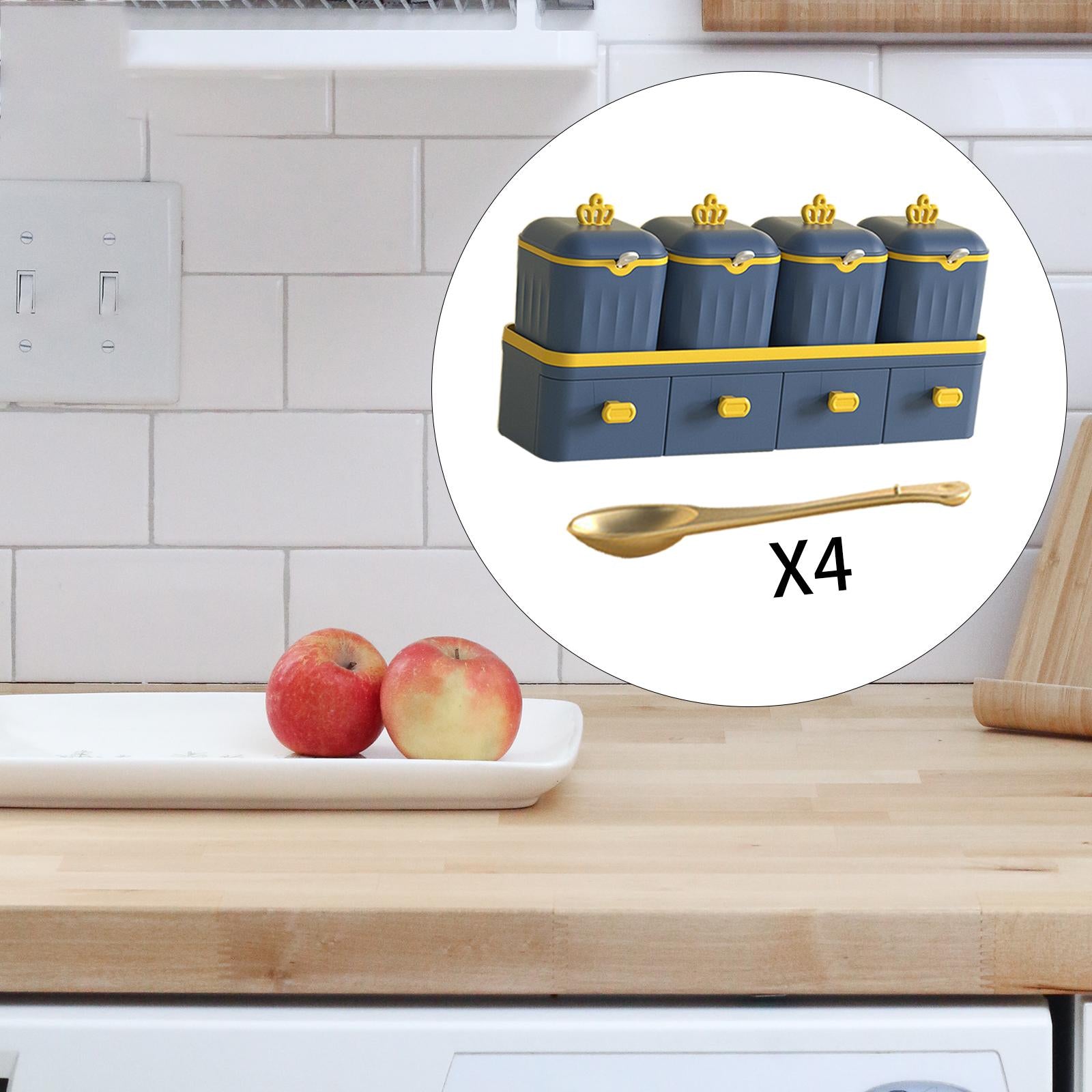 Double Layer Seasoning Box Set Seasoning Dispensers PP Material Blue