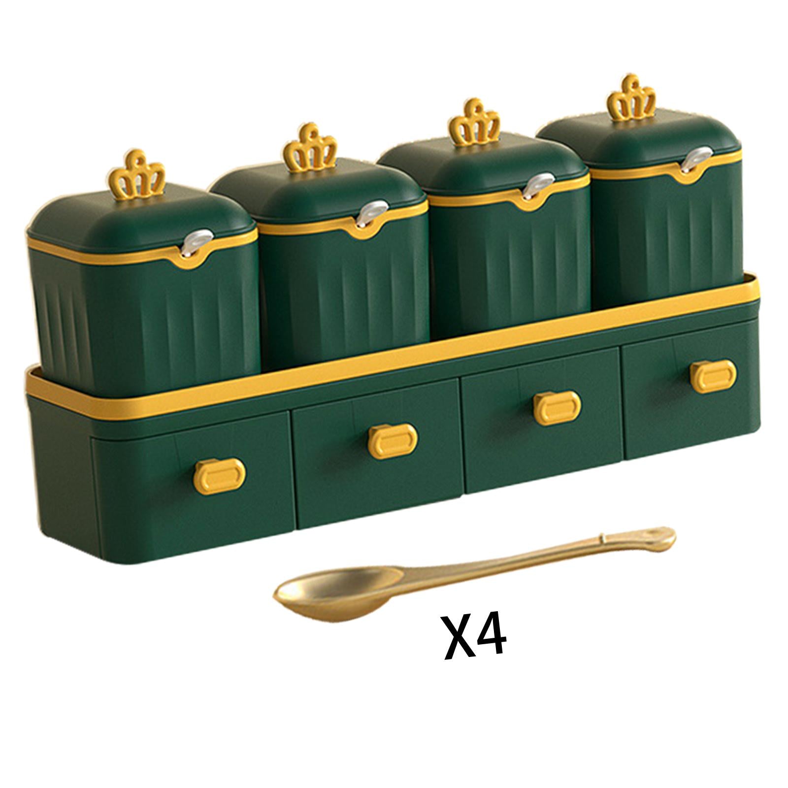 Double Layer Seasoning Box Set Seasoning Dispensers PP Material Green
