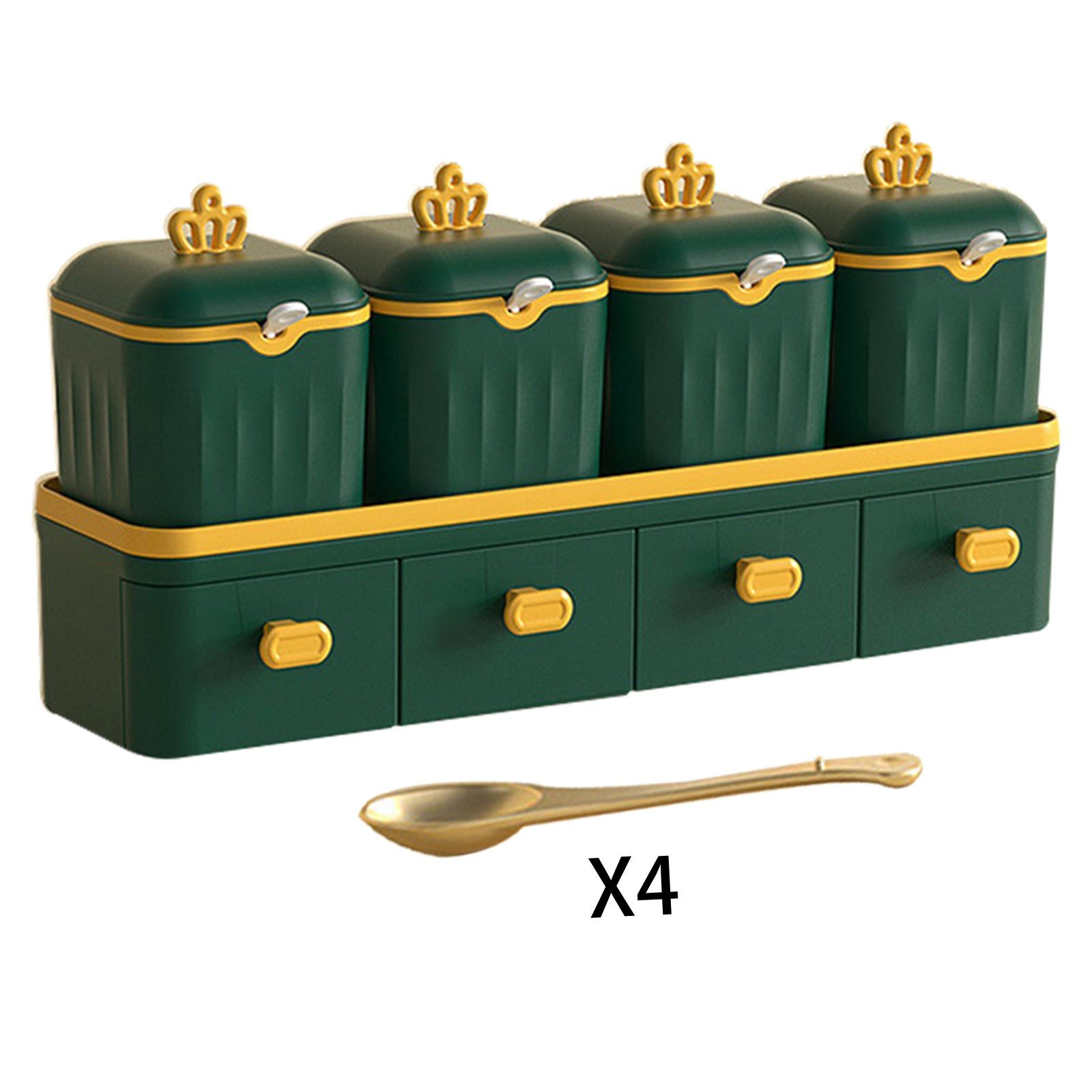 Double Layer Seasoning Box Set Seasoning Dispensers PP Material Green