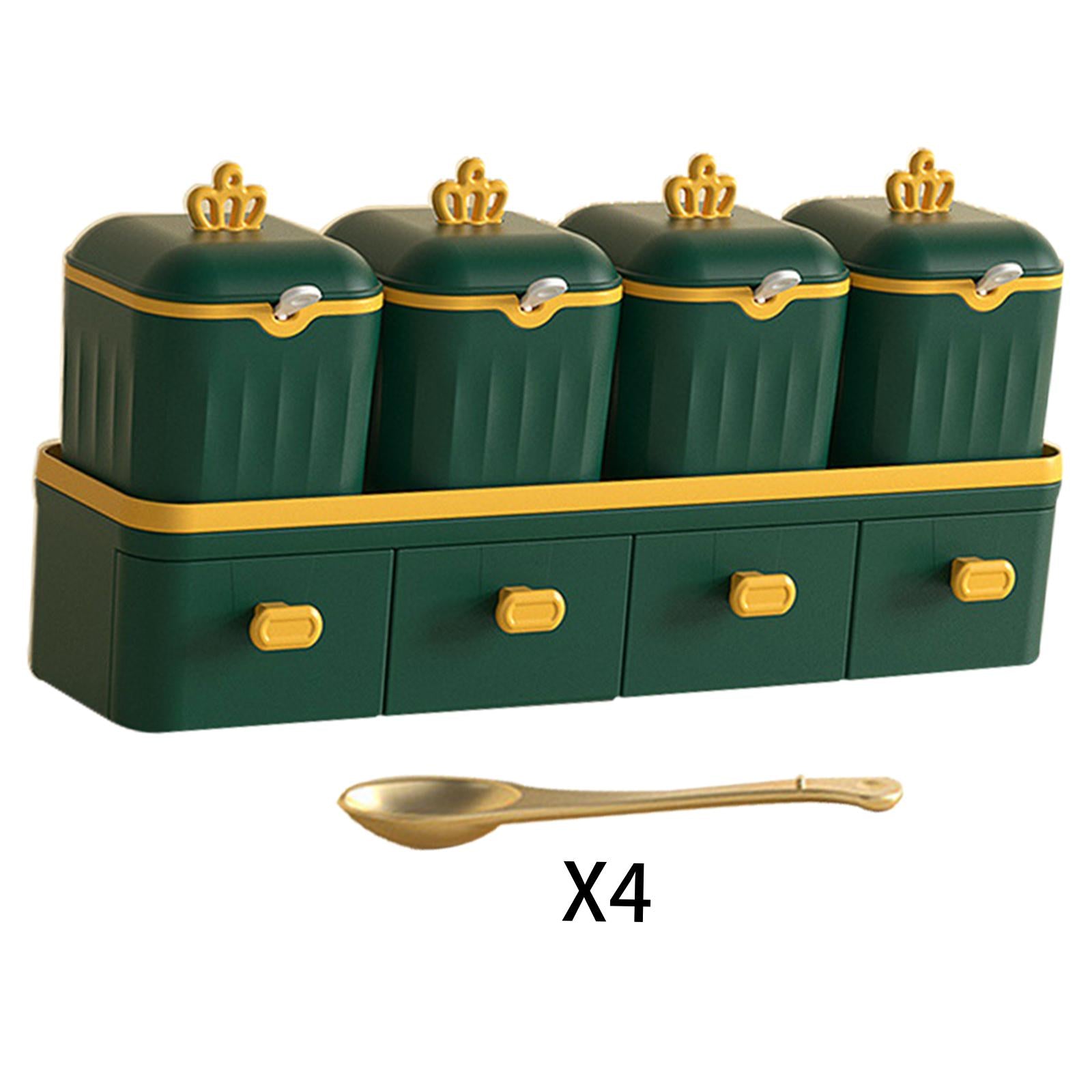 Double Layer Seasoning Box Set Seasoning Dispensers PP Material Green
