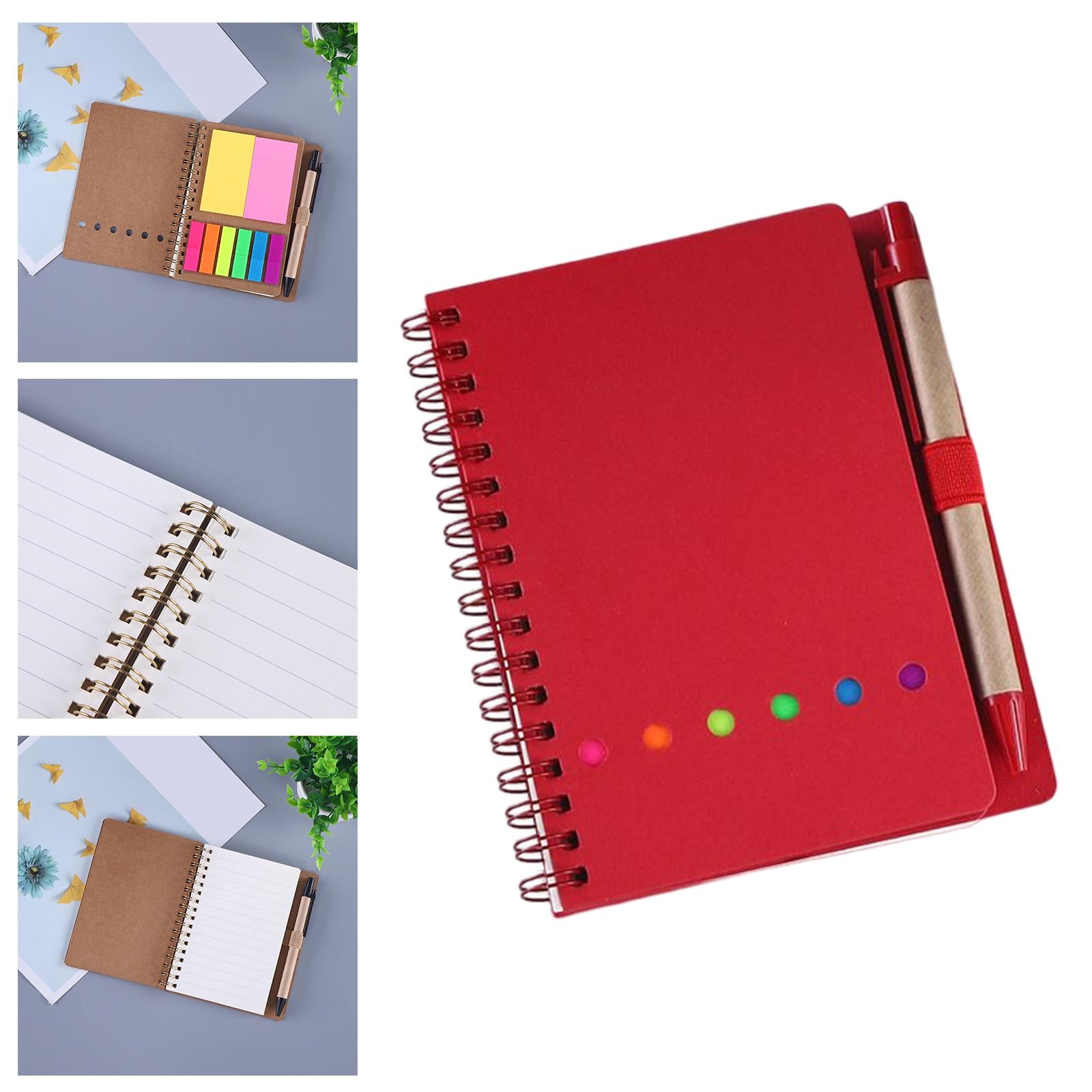 4xTravel Writing Notebook Diary Book Portable with Sticker for Diary Gifts Red