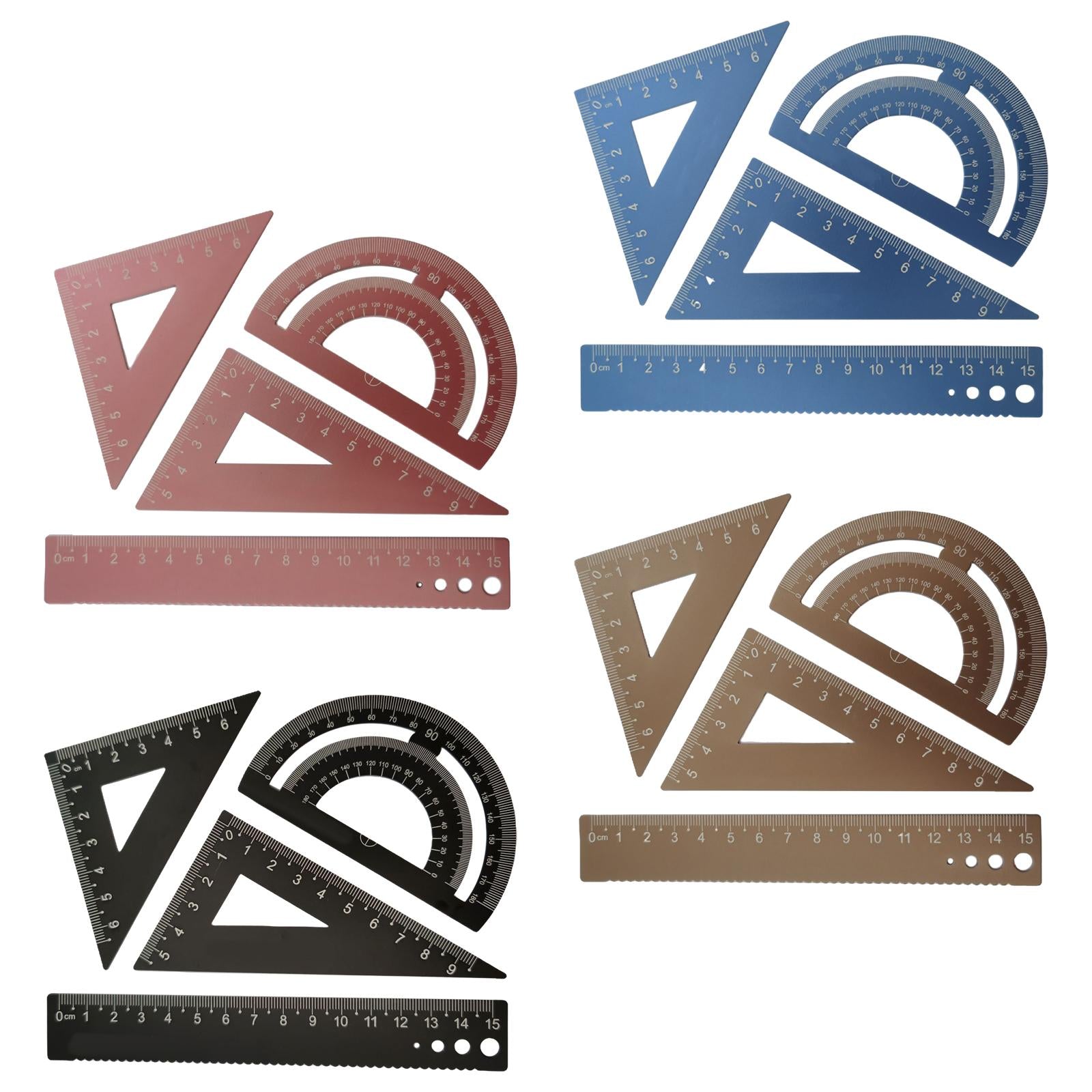 Math Geometry Kit Compass Set Triangle Right Angle Ruler Ruler for Drawing black