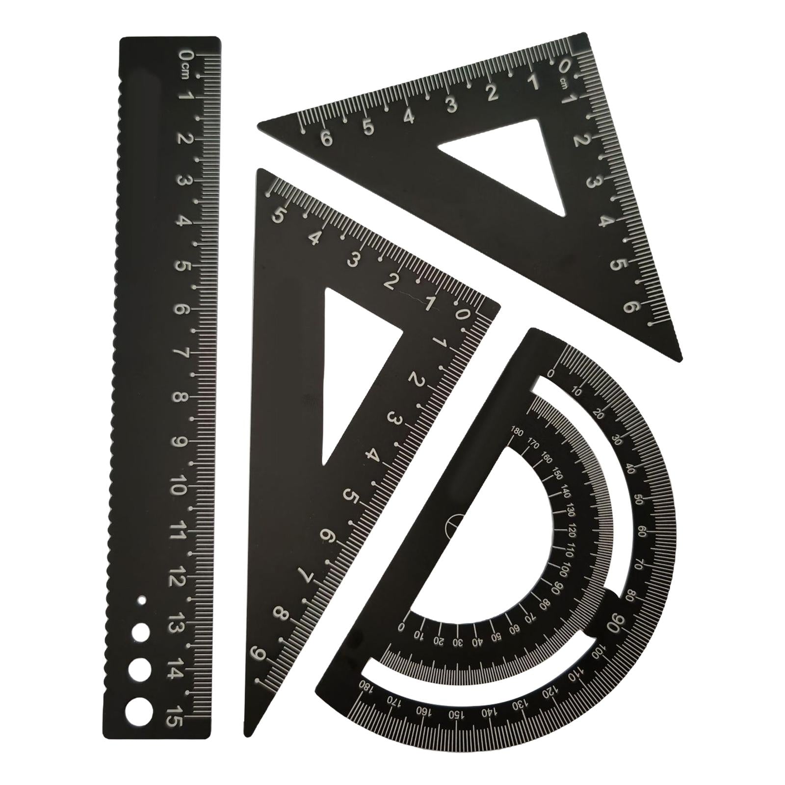 Math Geometry Kit Compass Set Triangle Right Angle Ruler Ruler for Drawing black