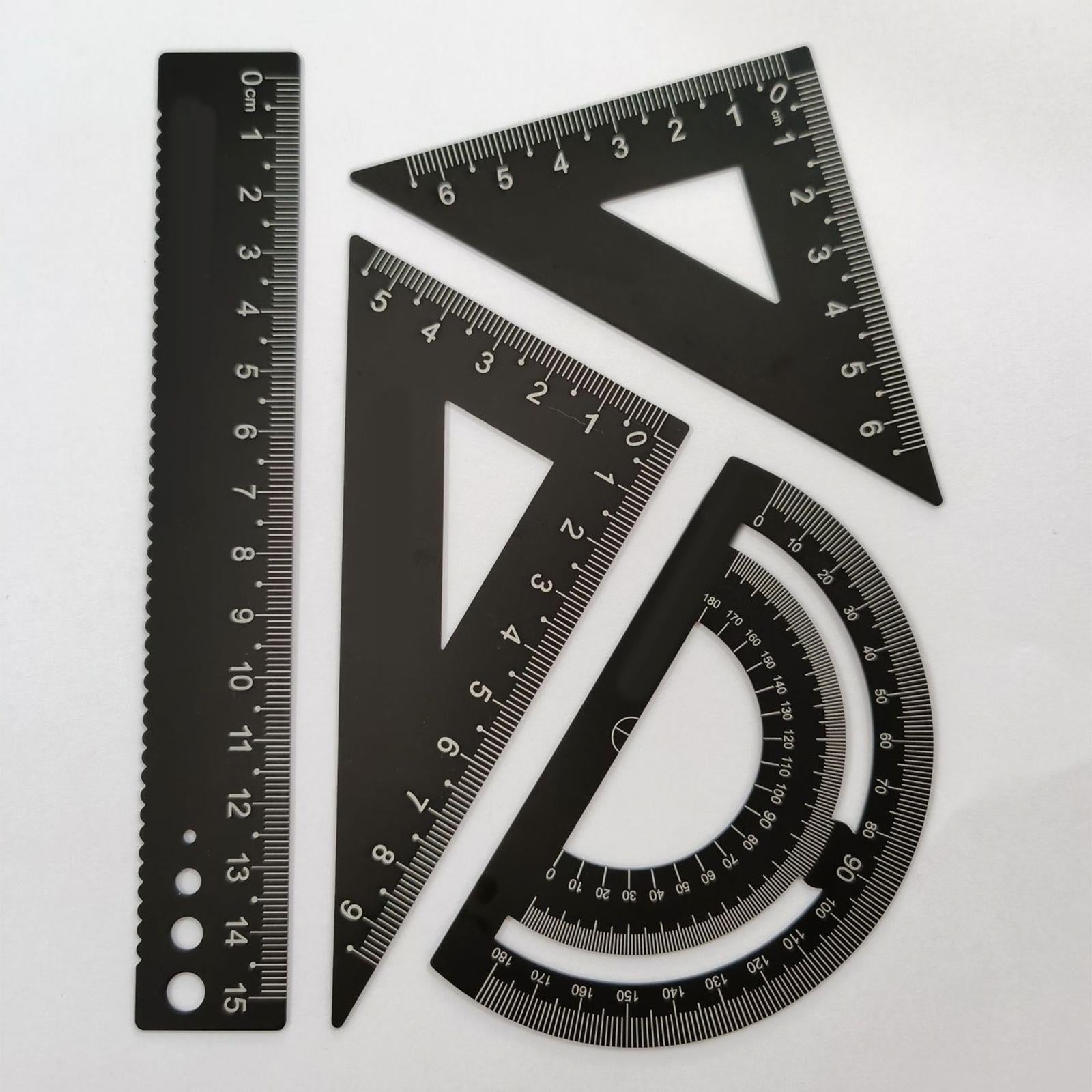 Math Geometry Kit Compass Set Triangle Right Angle Ruler Ruler for Drawing black